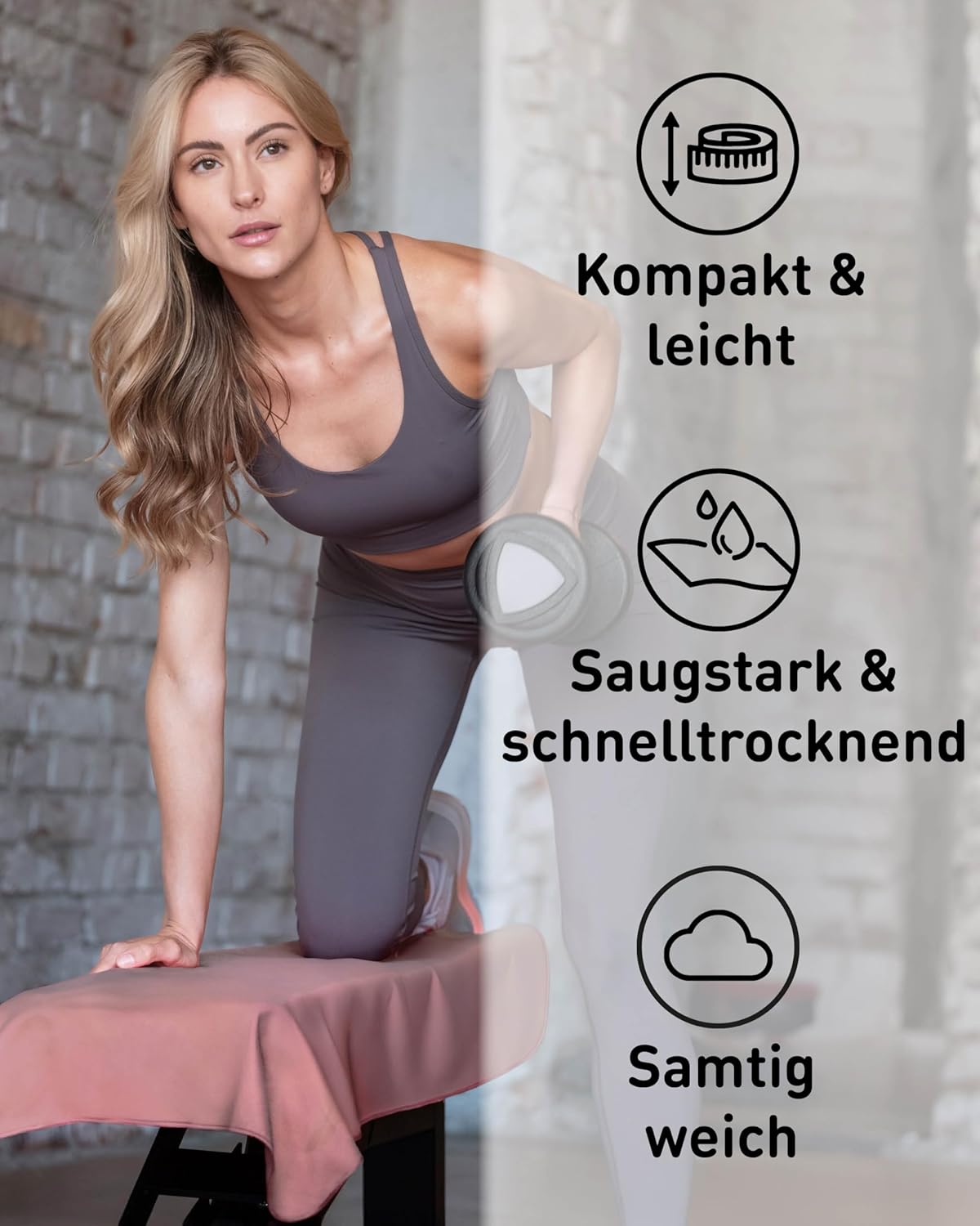 Thumbnail 5 de Fit-Flip Fitness Handtuch aus Mikrofaser inkl. Magnetclip & Reißverschlusstasche (130 x 48 cm)
