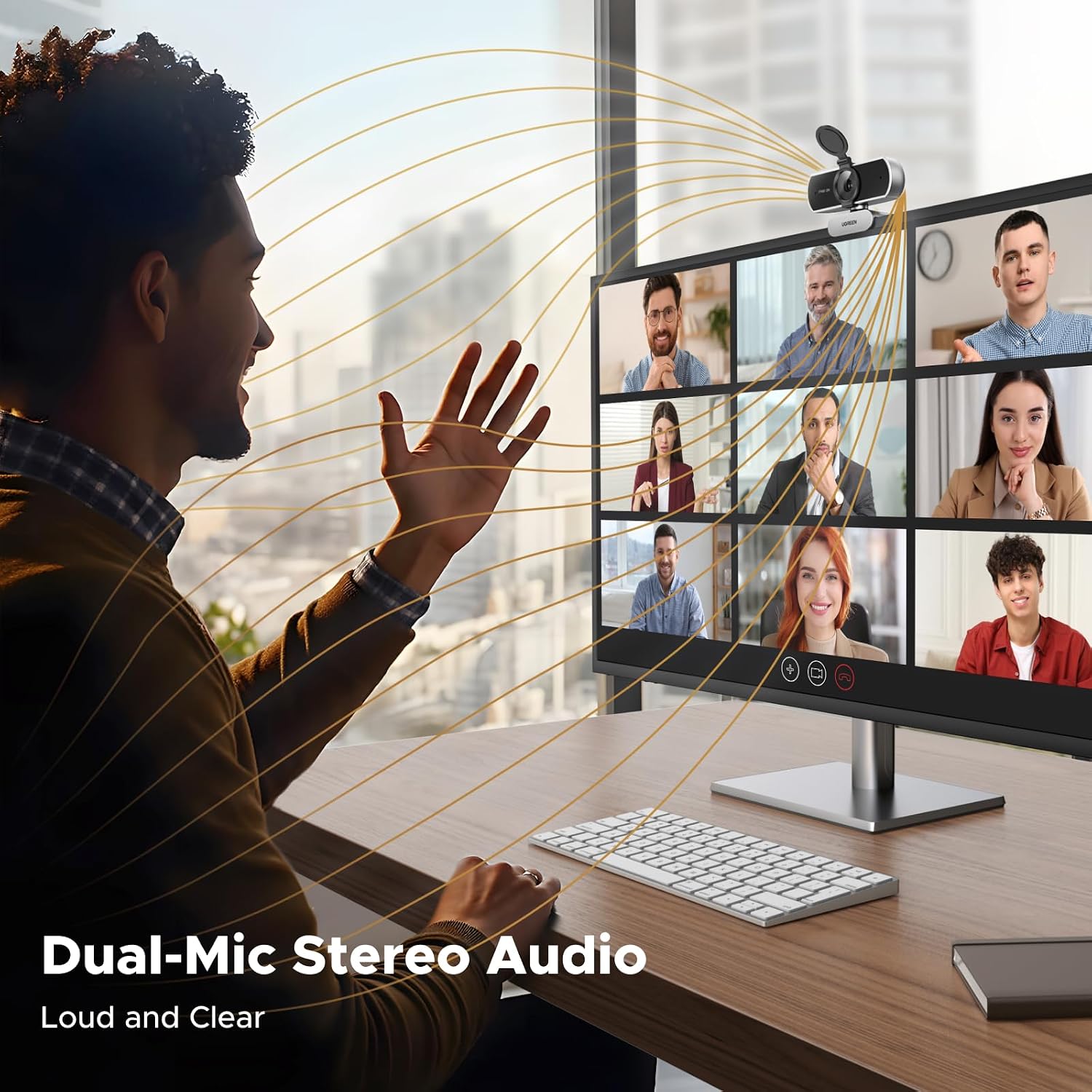 Thumbnail 3 de UGREEN 2K/30fps Webcam with Dual Microphones and Privacy Cover