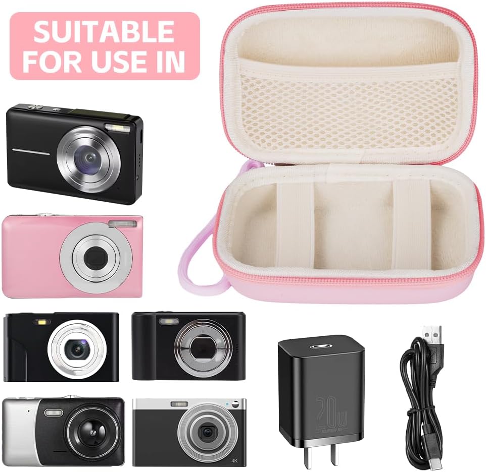 Detalle de Ainiv small digital camera case with strap — compact PU+EVA camera pouch for Sony, Casio, Canon & more