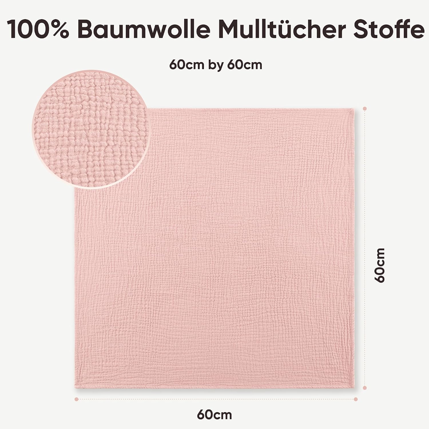 Detalle 2 de Bearmoss Musselin-Spucktücher Set 6x 60x60 cm