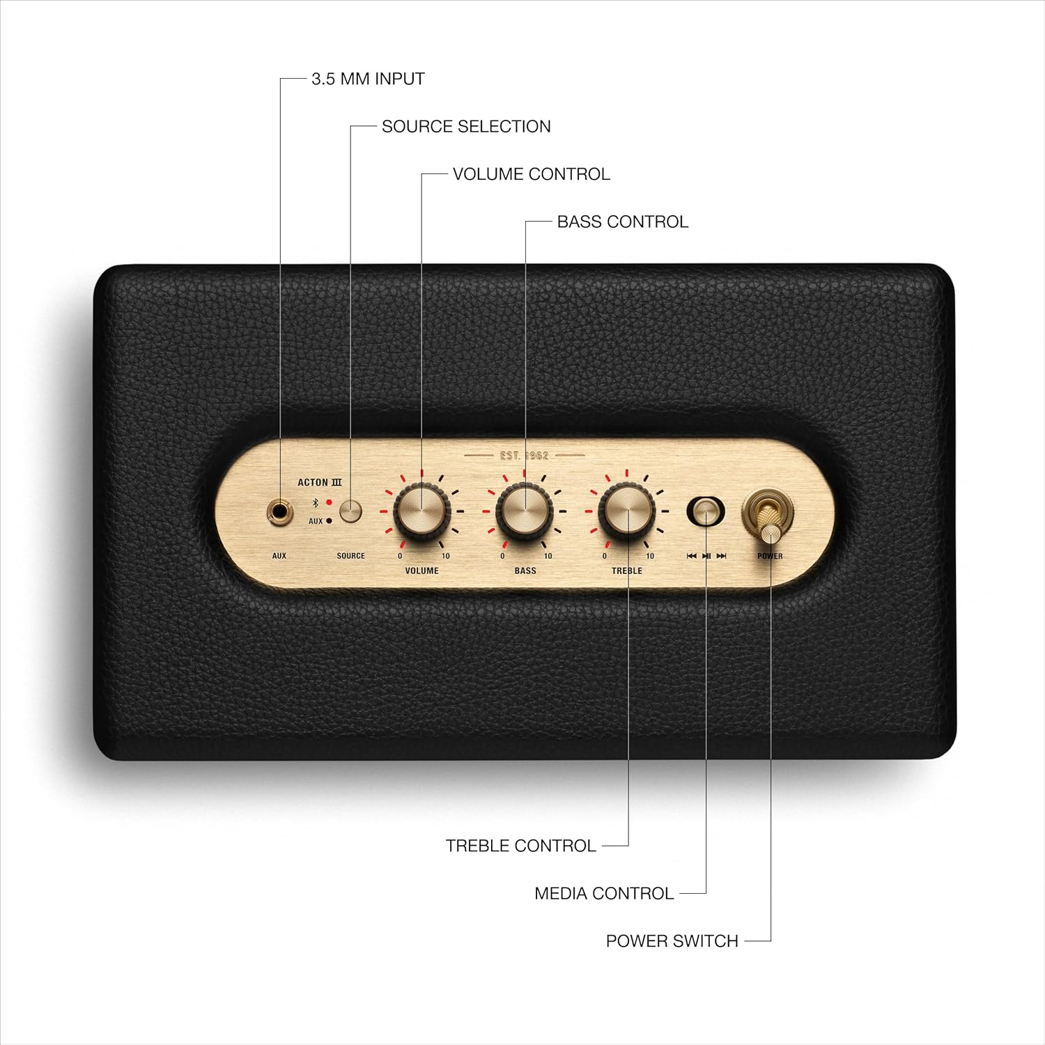Detalle 2 de Marshall Acton III Bluetooth Home Speaker (Black) — Re-engineered wider stereo sound