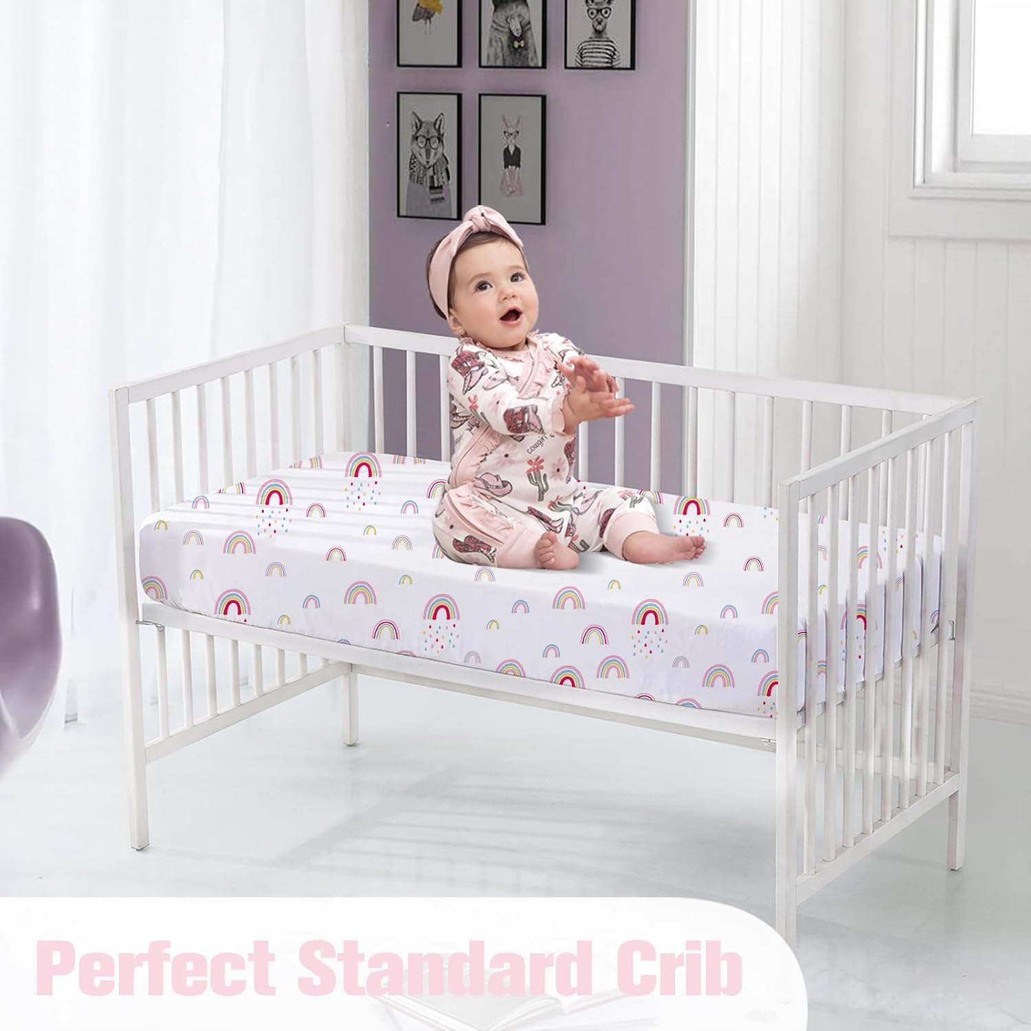 Detalle 2 de Little Grape Land 3-Pack Baby Cot Bed Fitted Sheets (120 x 60 cm) – OEKO-TEX 100 certified microfibre, ultra-soft & breathable