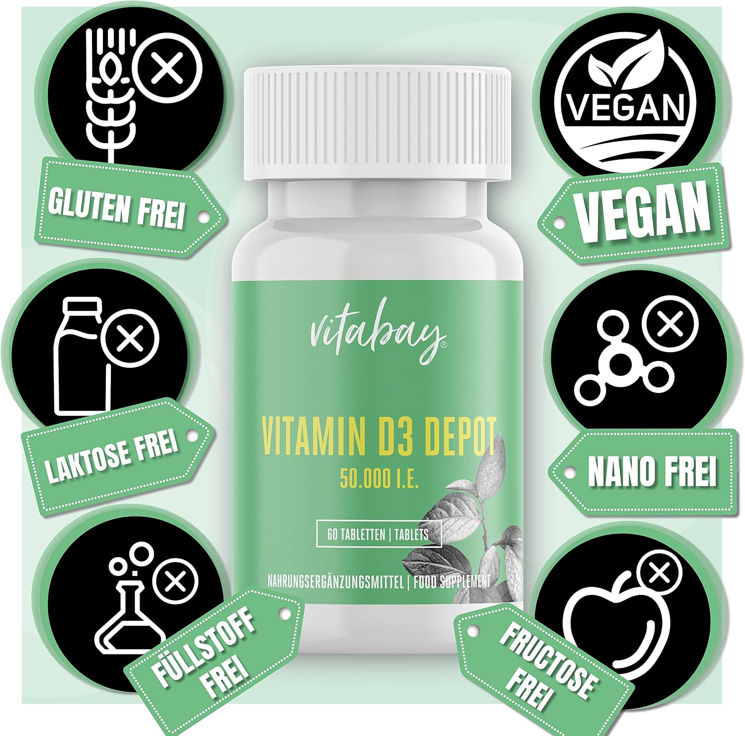 Thumbnail 1 de Vitamine D3 Depot 50.000 I.E. (vit végétal) – 60 comprimés, pour environ 50 jours