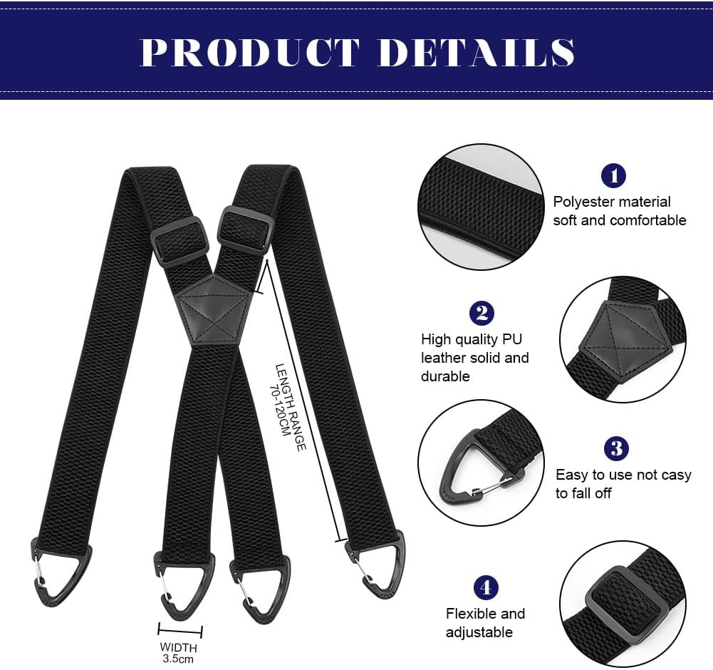 Thumbnail 1 de AOOWU Bretelles Homme réglables 3,5 cm avec 4 clips heavy duty – style élastiques