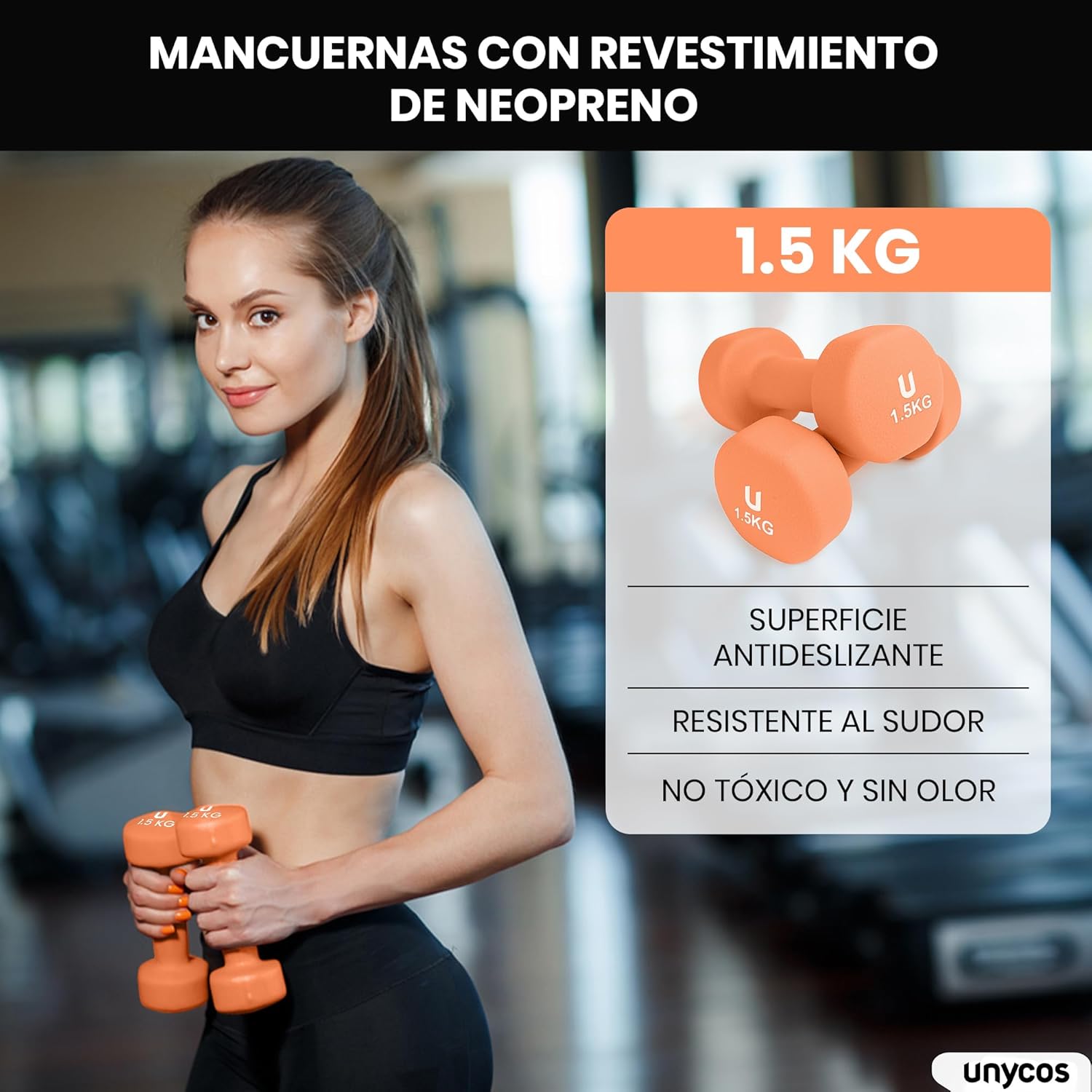 Detalle 2 de unycos Pesas y Mancuernas Antideslizantes 1 kg
