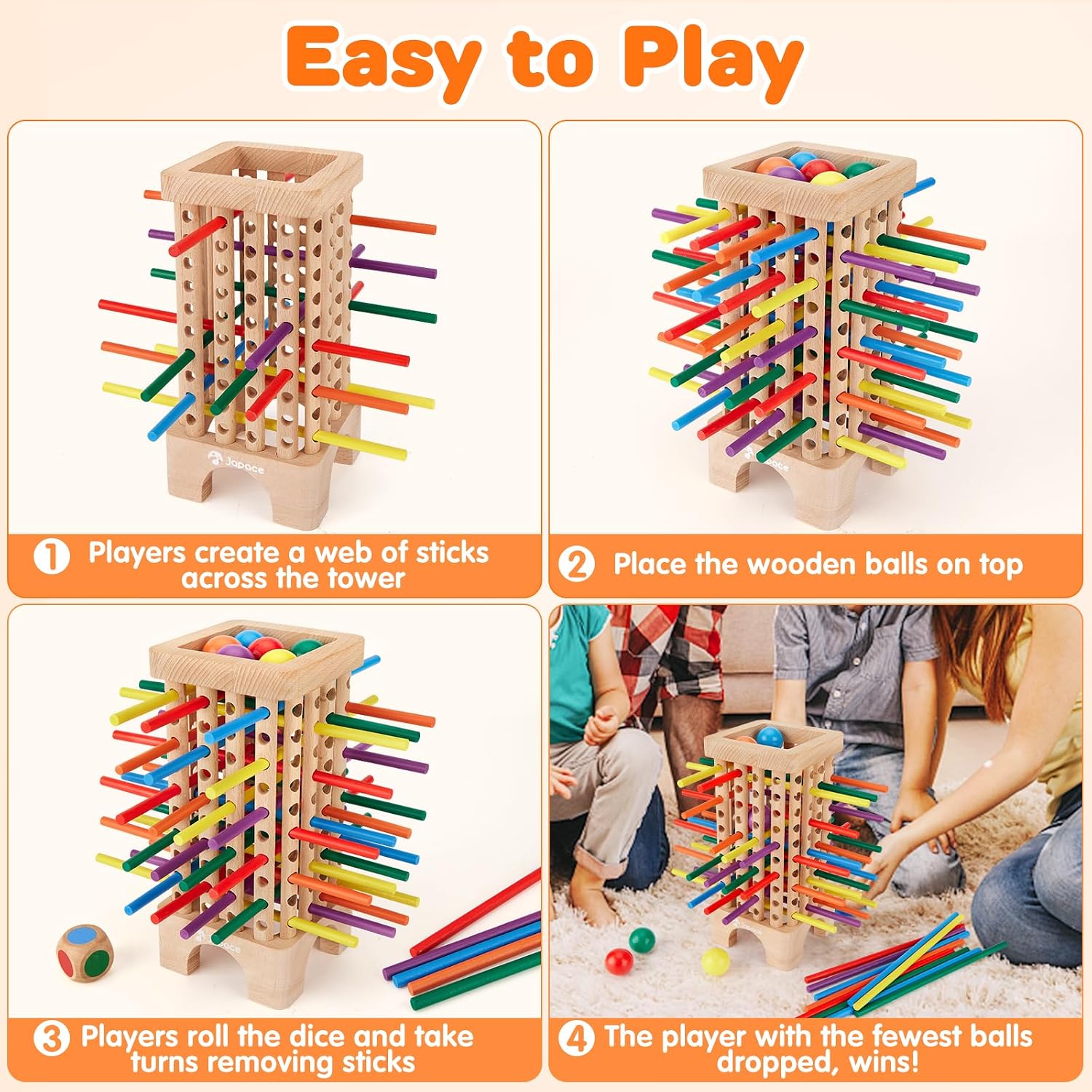 Detalle 1 de Japace Montessori Spiel Brettspiel 42-teiliges Holzspiel