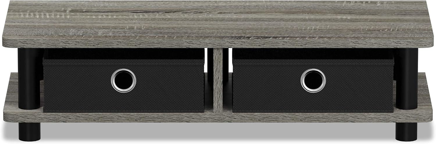 Detalle 1 de Furinno 17099GYW/BK モニタースタンド 引き出し付き・高さ調整可能・工具不要
