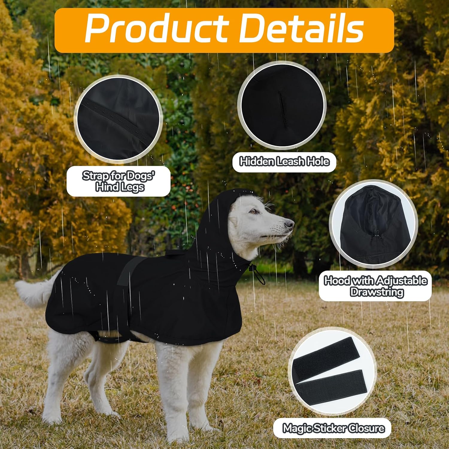 Detalle 2 de Lelepet Dog Raincoat Waterproof, Size L