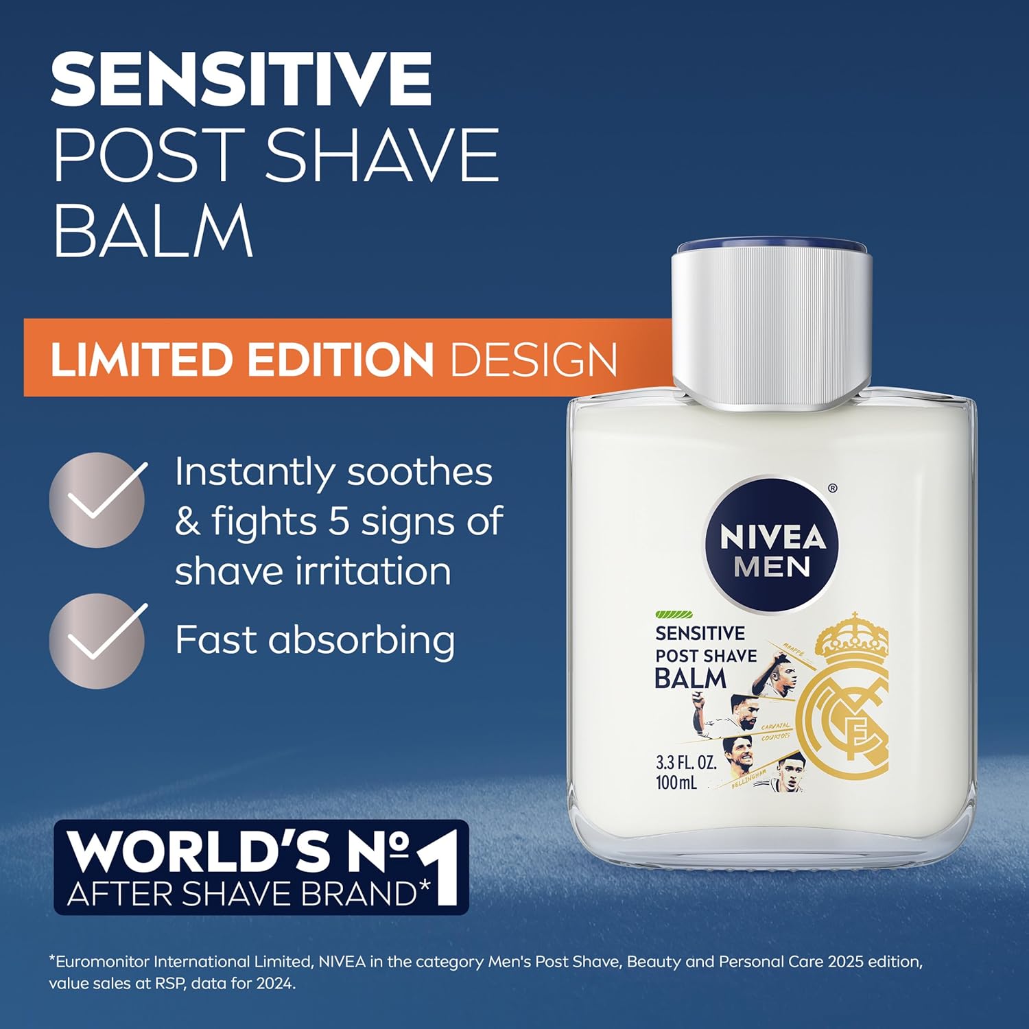 Detalle de NIVEA MEN Sensitive Post Shave Balm, Alcohol-Free, 3-Pack