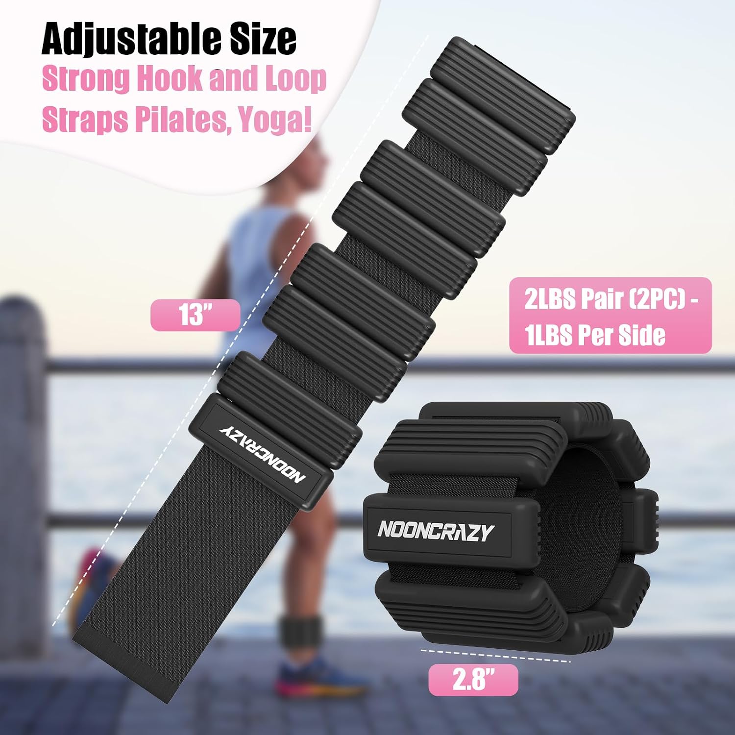 Detalle de nooncrazy weight-001 Adjustable Wrist and Ankle Weights, 2 lb Pair