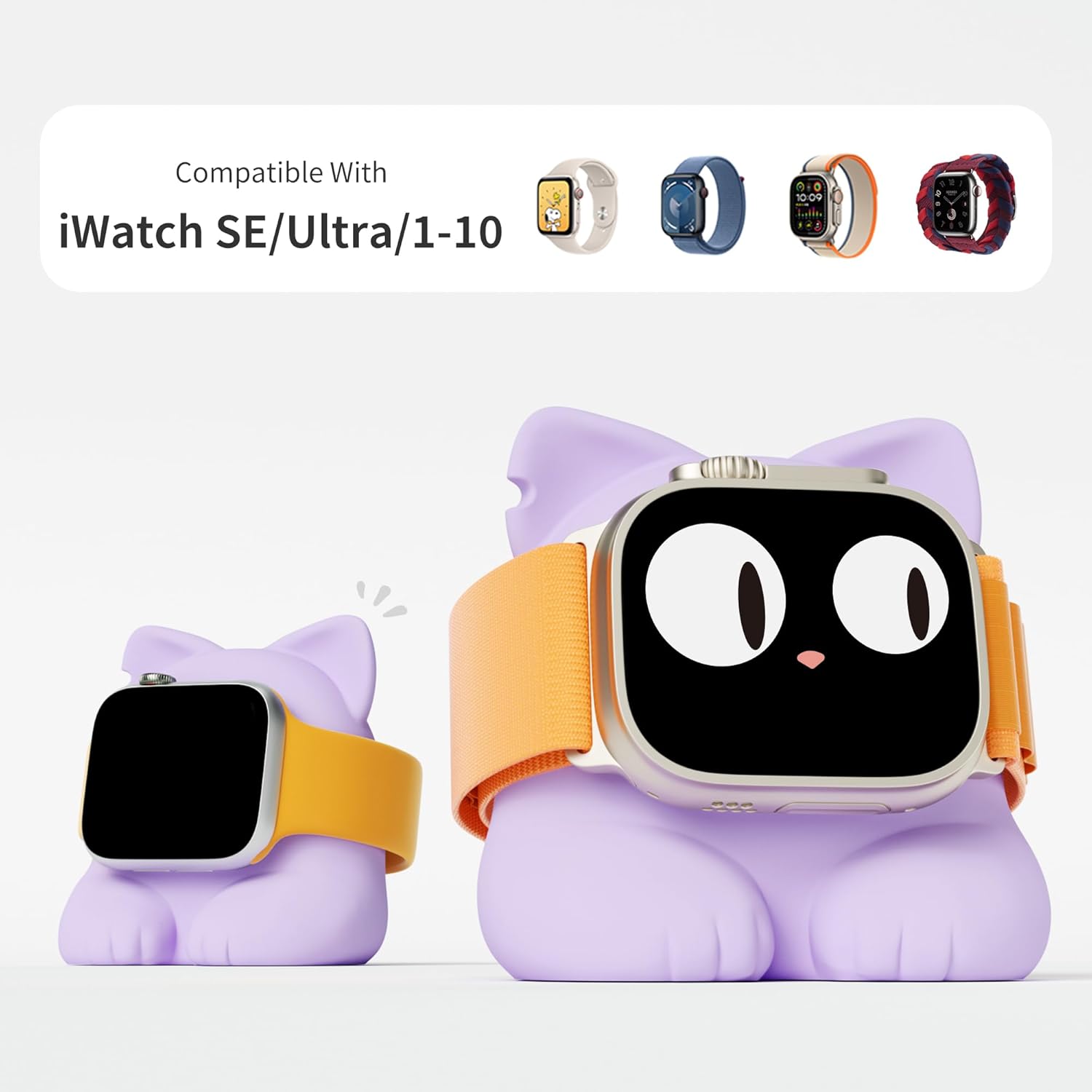 Thumbnail 1 de ELETIUO Charging Stand for Apple Watch – Silicone Kitten Edition (Various Series)