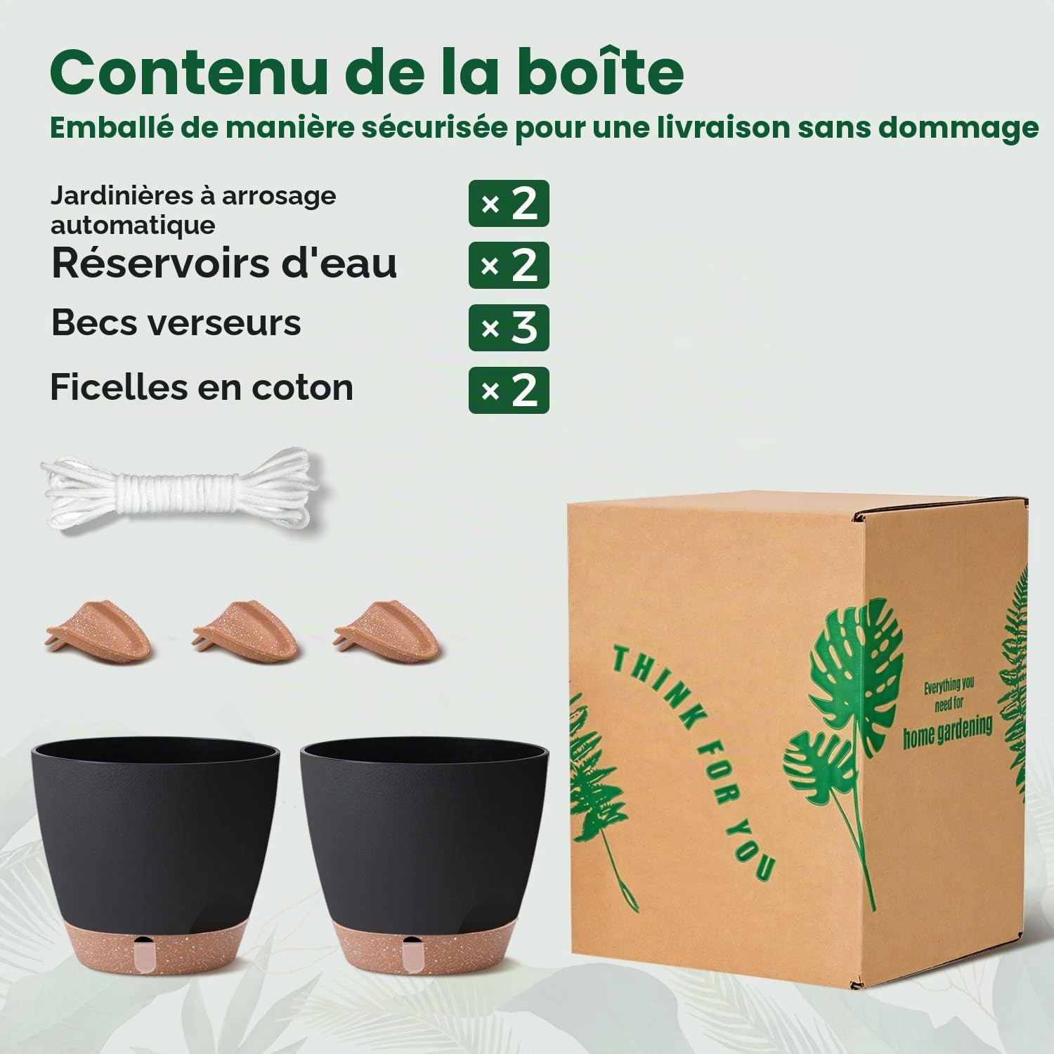 Detalle de T4U zelfbewaterende bloempotten van 20 cm, zwart, met waterniveau-indicator