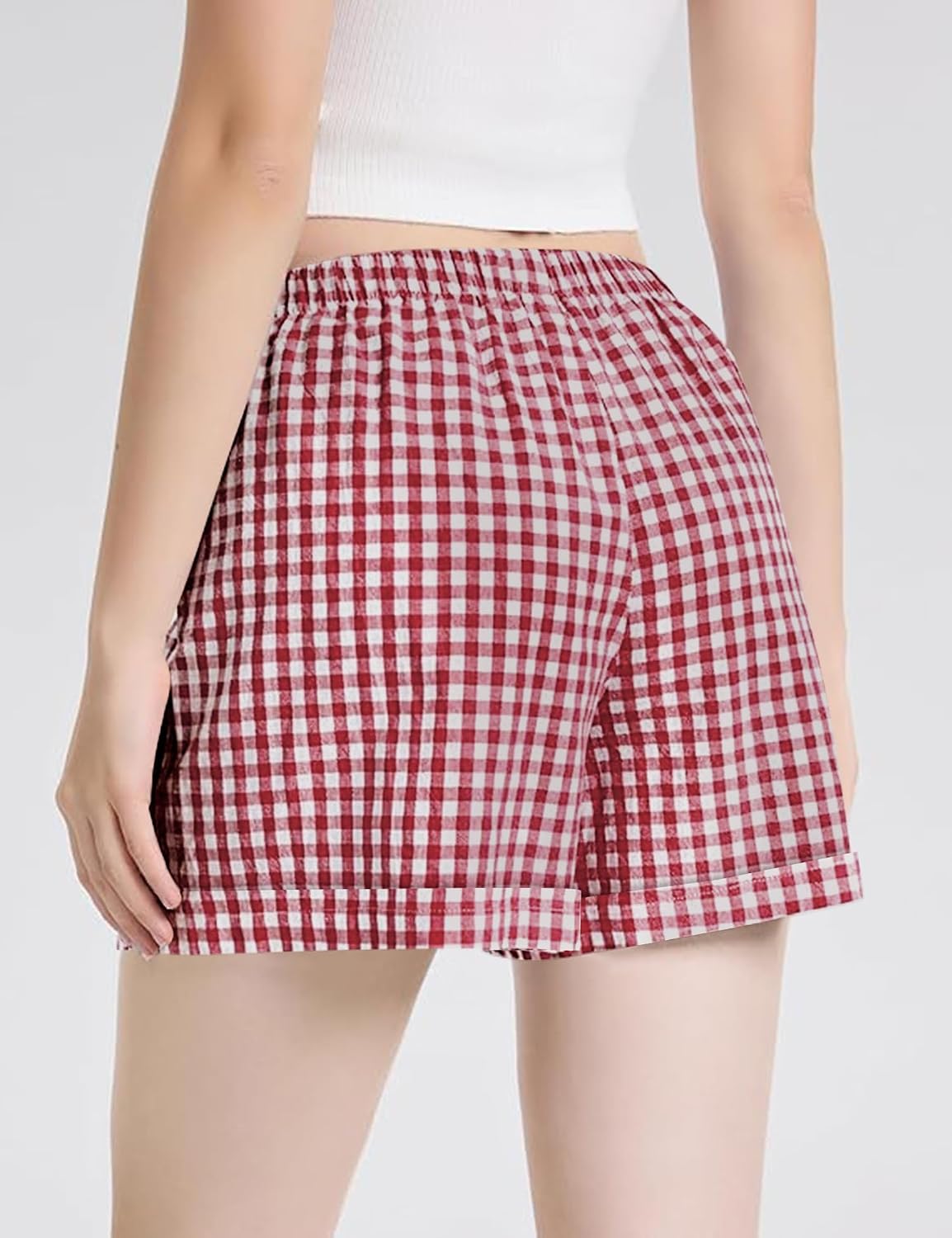 Detalle de Rapbin Womens Shorts: Trendy Summer Elastic Waist Cotton Shorts with Pockets