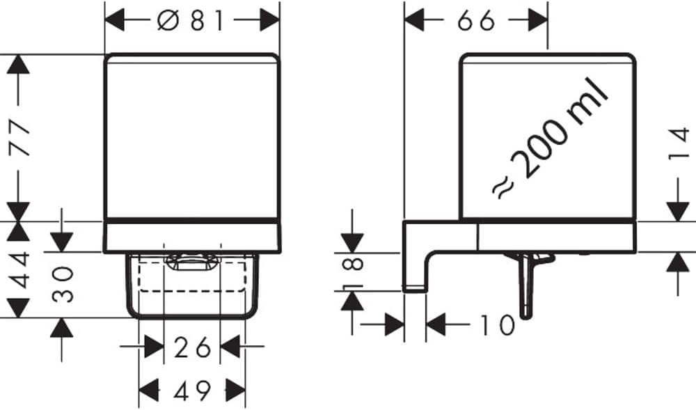 Detalle de hansgrohe AddStoris S 41765670 – ścienny dozownik mydła, czarny mat, metal i szkło