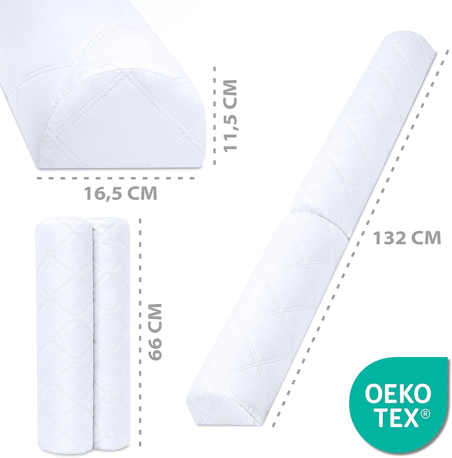 Detalle de Totsy Baby sängkantsskydd, 132 cm, hopfällbart mjukt skum i vitt
