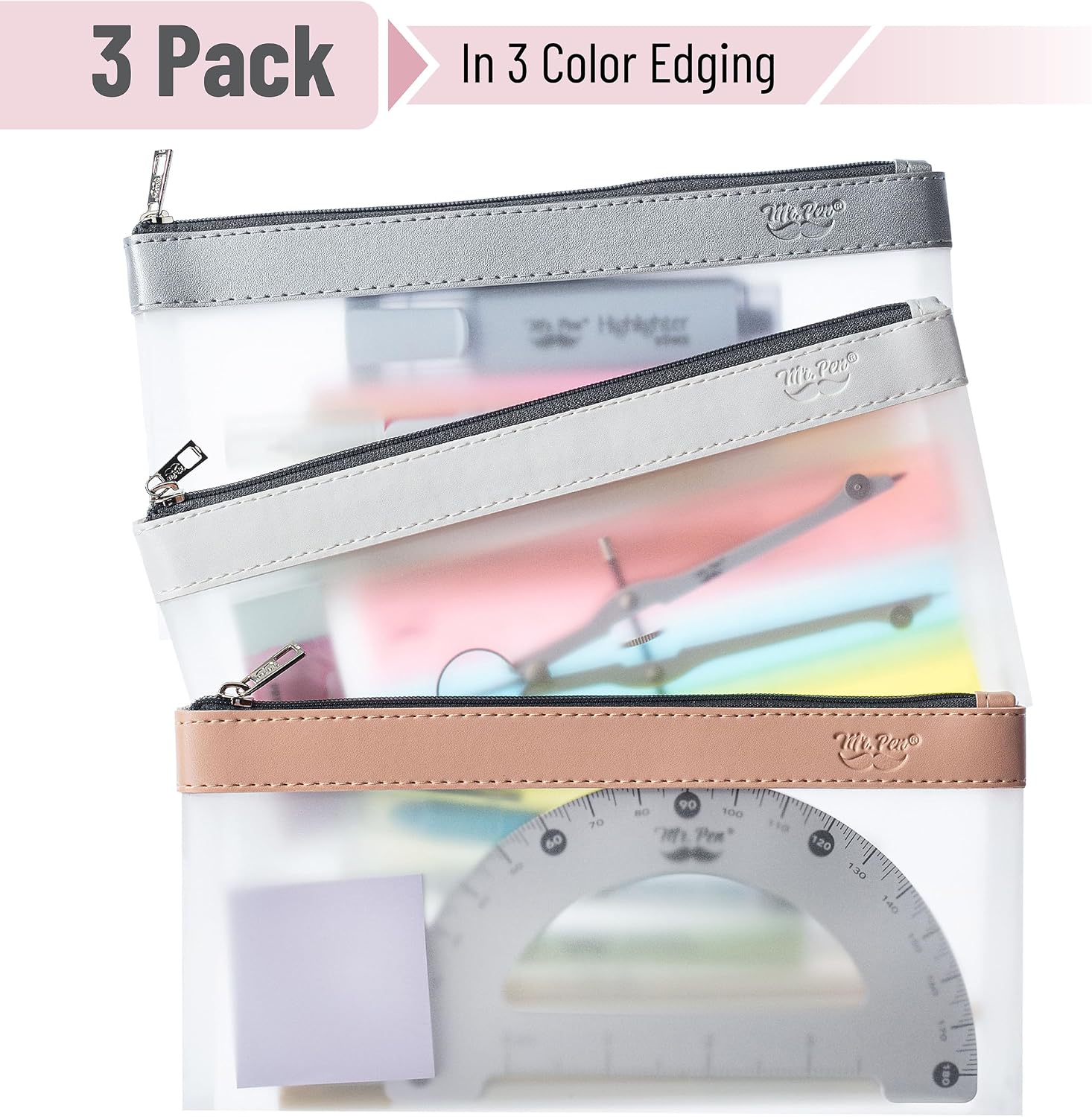 Detalle de Mr. Pen Clear Pencil Pouch, 8.50 x 4.25 in