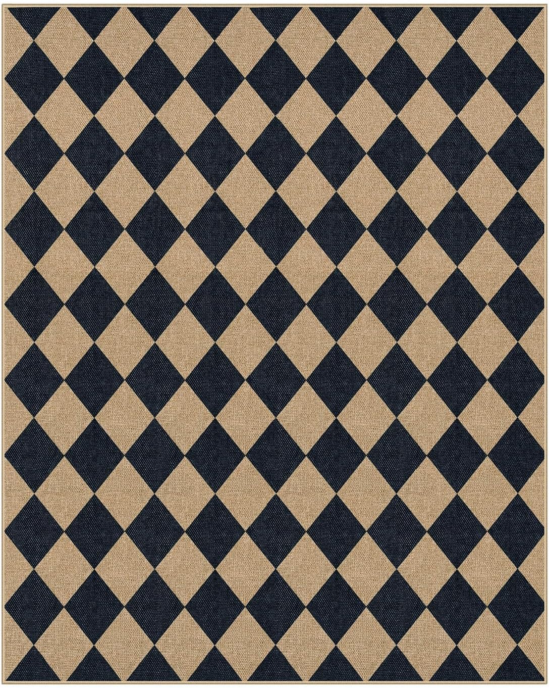 Thumbnail 6 de Lahome Colette Checkered Easy Jute Area Rug 8x10 (Black/Charcoal) for Indoor Outdoor Spaces