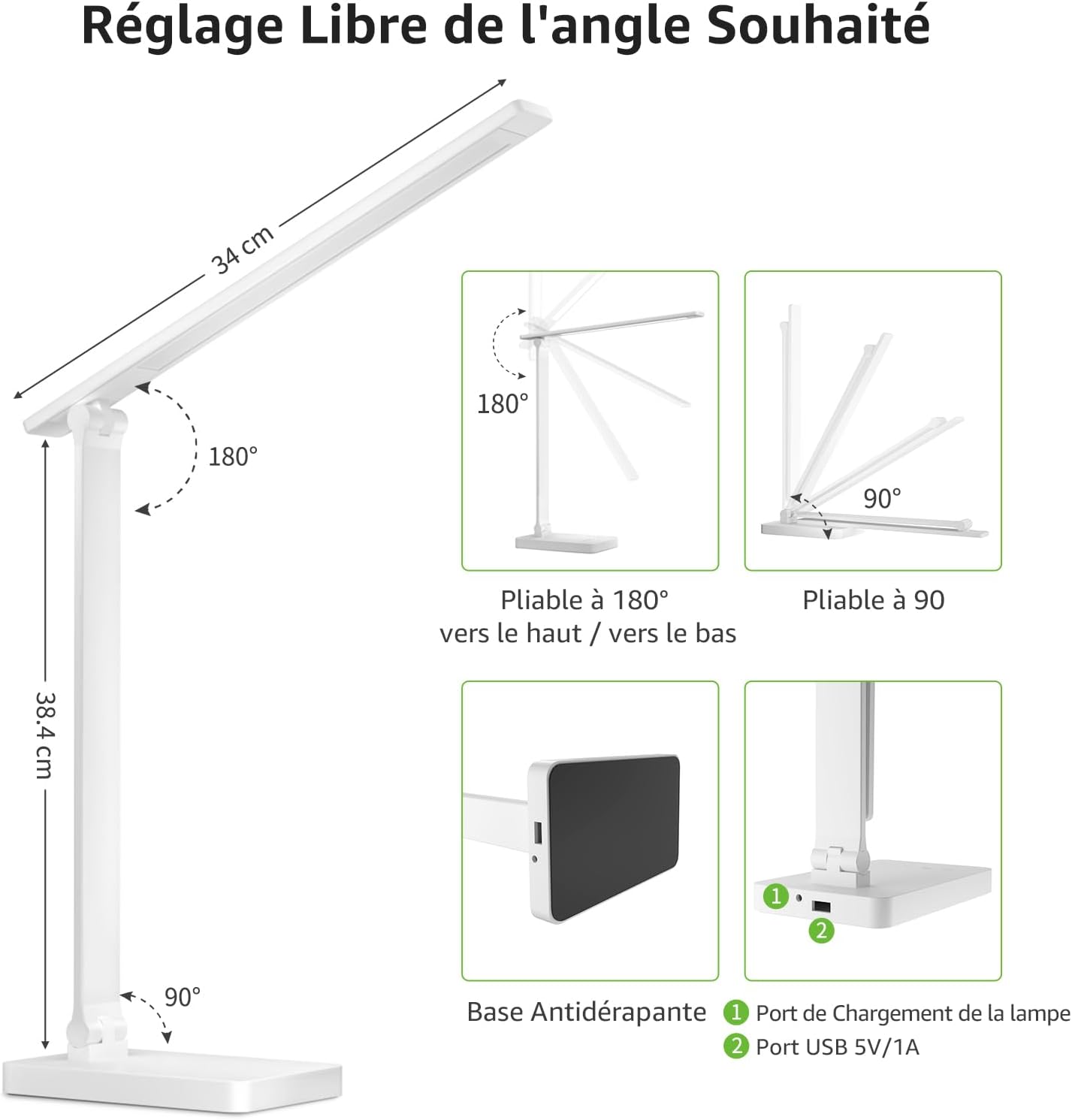 Thumbnail 5 de Lepro Lampe de Bureau LED 655 lm USB