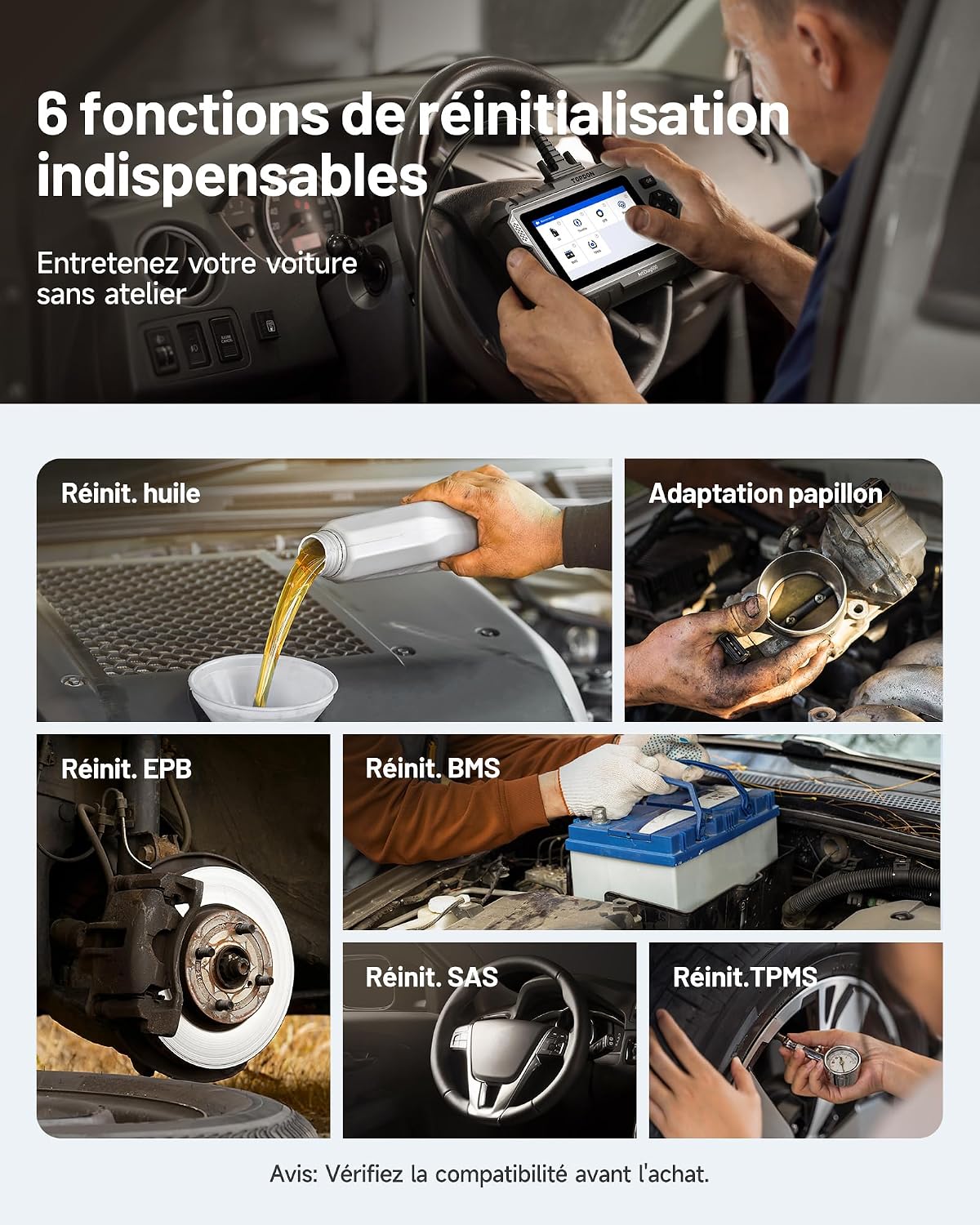 Detalle 2 de TOPDON AD500 Valise diagnostic OBD2 4 systèmes
