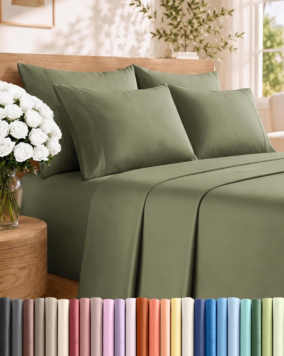 Detalle de King 6 Piece Sheet Set - Comfy Breathable & Cooling in Sage Green