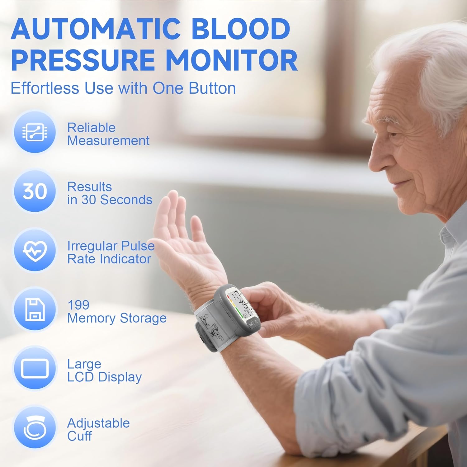 Detalle 2 de BENECEN TMB-1581-ZY Wrist Blood Pressure Monitor, 199-Reading Memory