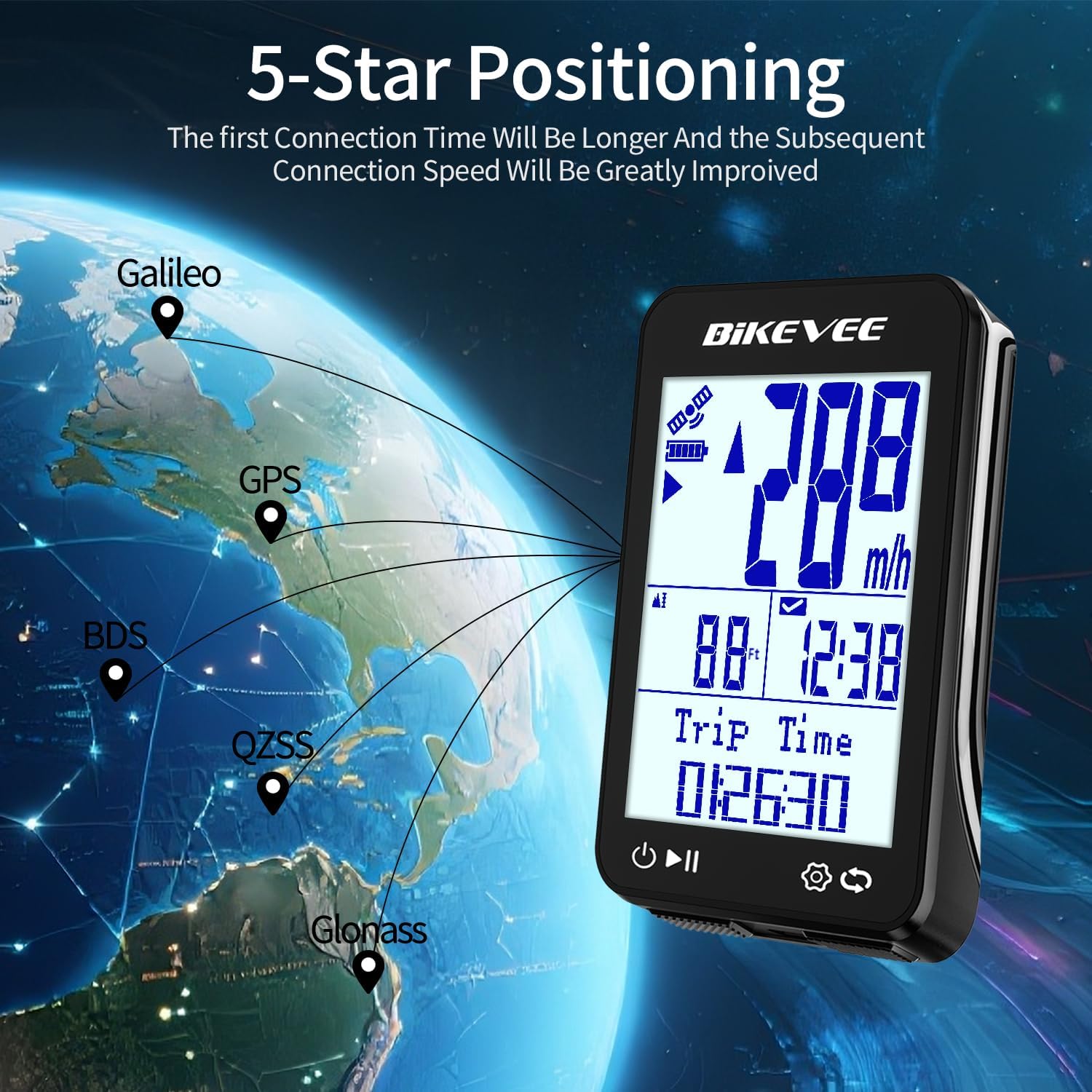 Thumbnail 5 de Bikevee Wireless GPS Bike Computer with 2.4" Display, Altitude, Speed & Distance (IPX7)