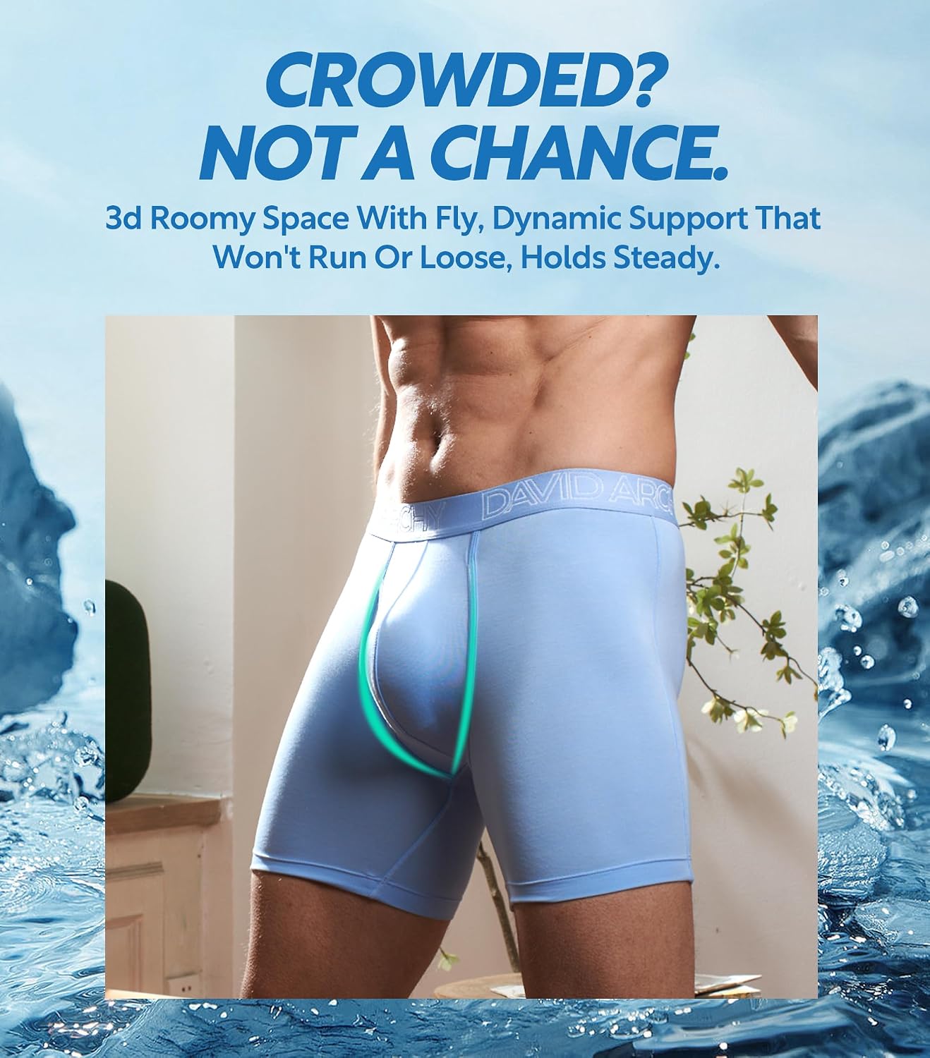 Thumbnail 3 de David Archy Boxer Briefs Breathable Moisture-Wicking