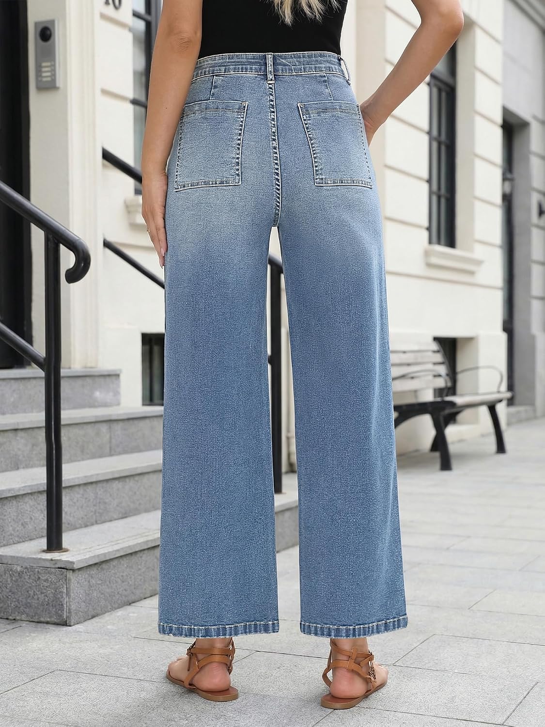 Detalle 2 de StylSense Baggy Jeans Damen High Waist mit Weitem Bein – Stretch & Komfort