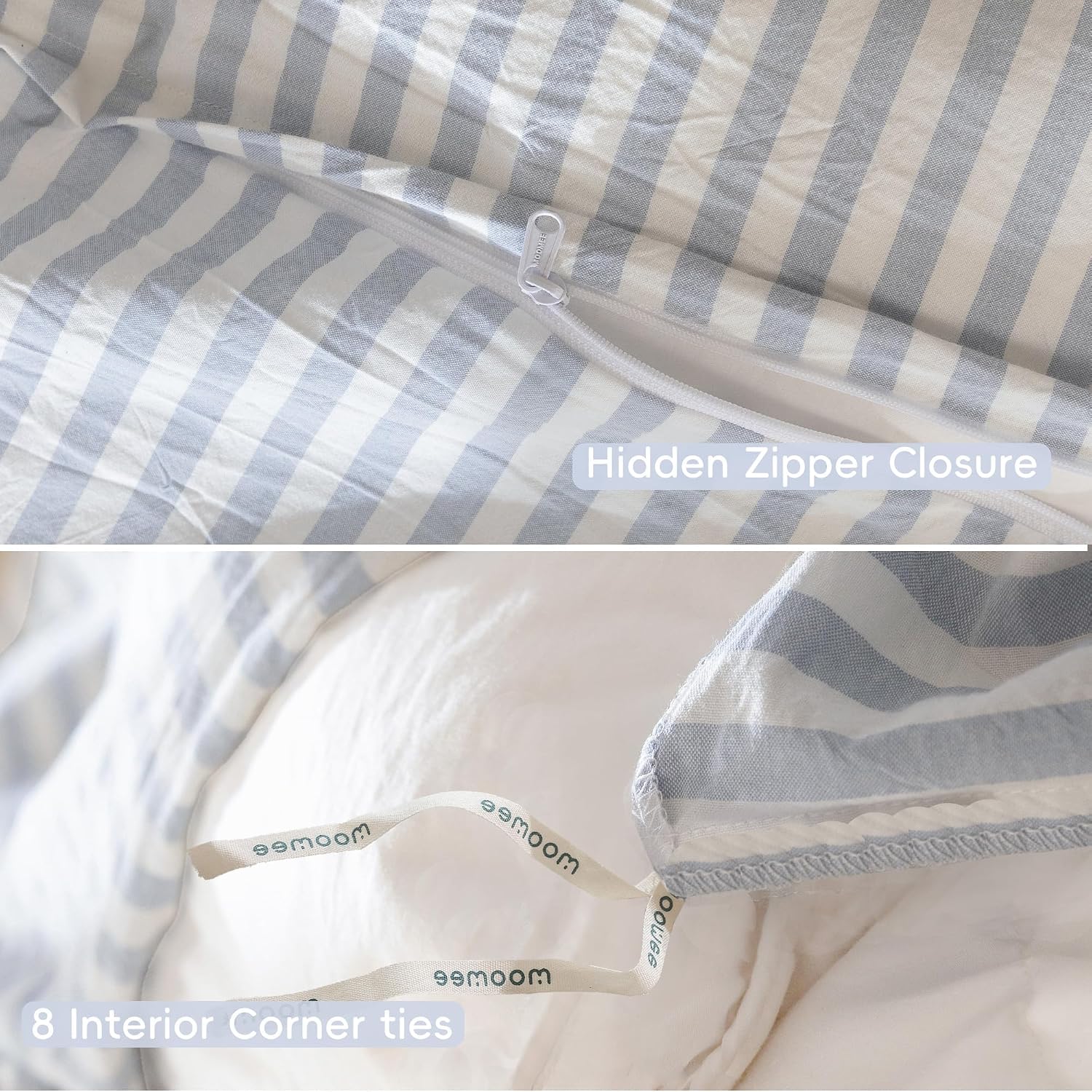 Thumbnail 6 de MOOMEE MooMee Striped Duvet Cover Set 80x90
