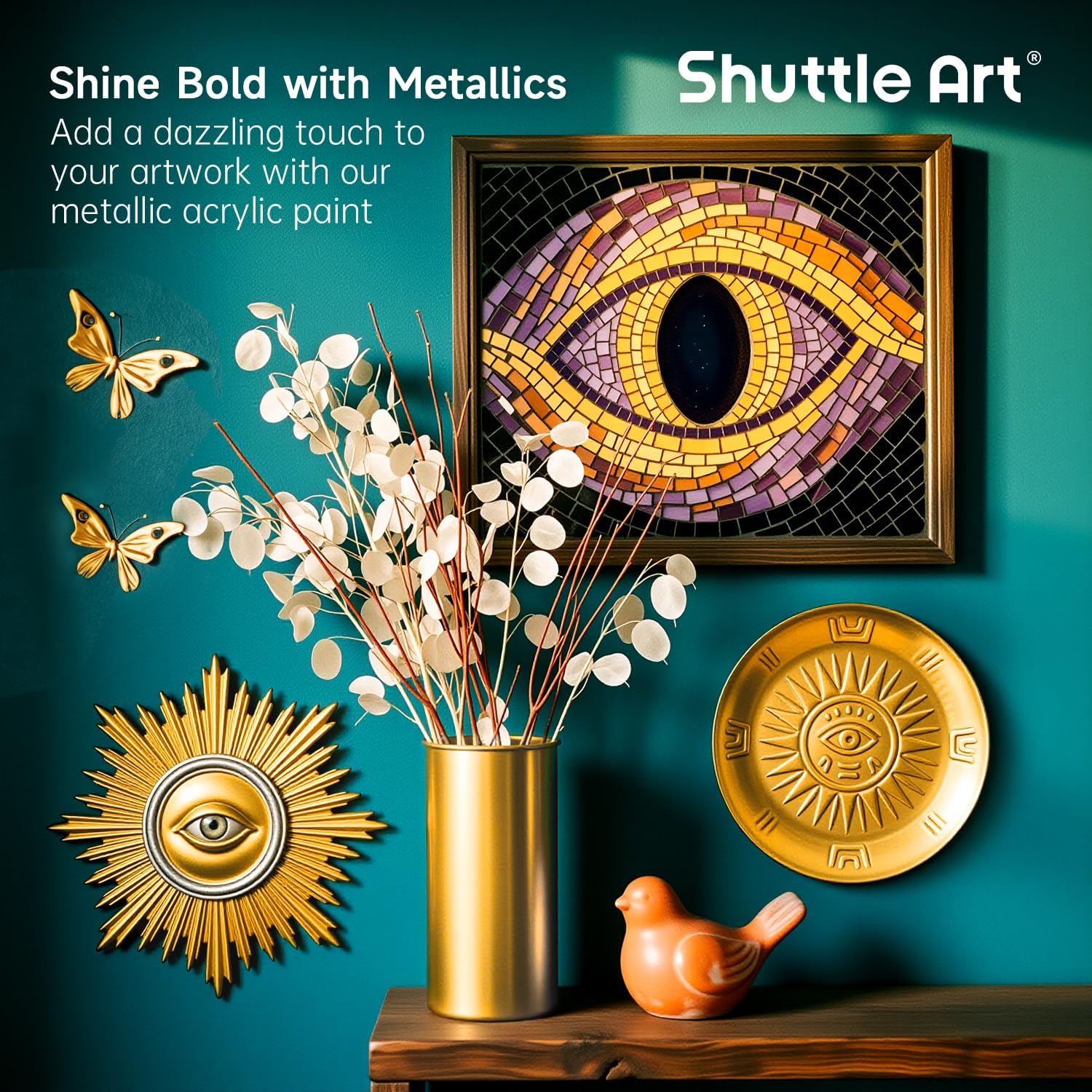 Detalle 2 de Shuttle Art Metallic Gold Acrylic Paint, 250 ml