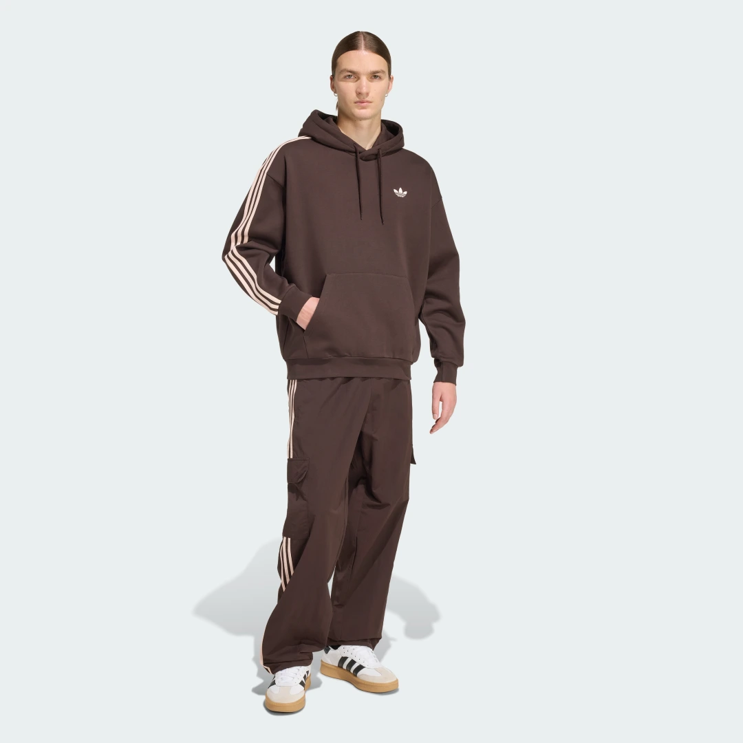Detalle de Sudadera con capucha Adidas Adicolor Classics 3 Stripes – Marrón