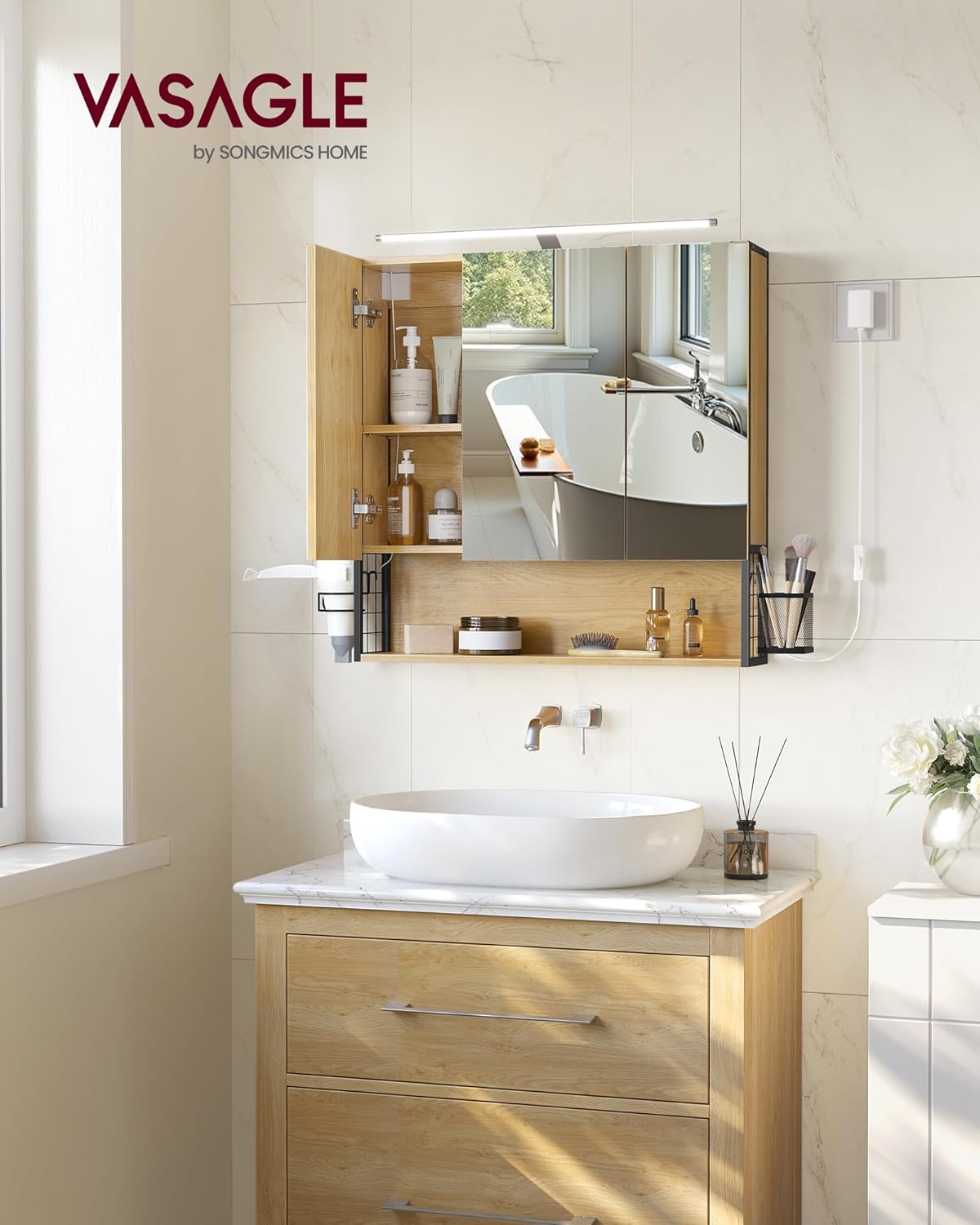 Thumbnail 1 de VASAGLE BBK124Y01 Armadietto bagno 14,5x70x70 cm