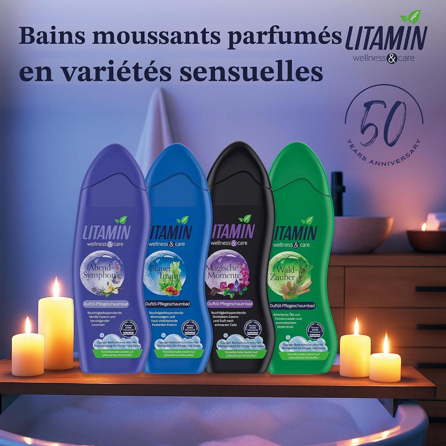 Detalle 2 de Litamin Moments Magic Moments schuimbad met orchideeënextract, 750 ml
