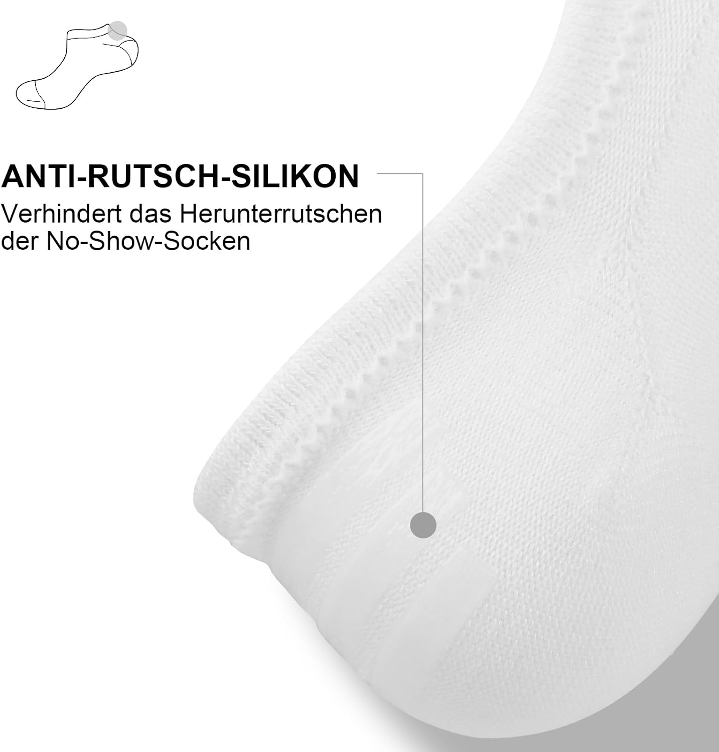 Detalle de fitfets Sneaker Socken 8 Paar No-Show Füßlinge aus Baumwolle (Gr. 35–50) für Herren & Damen