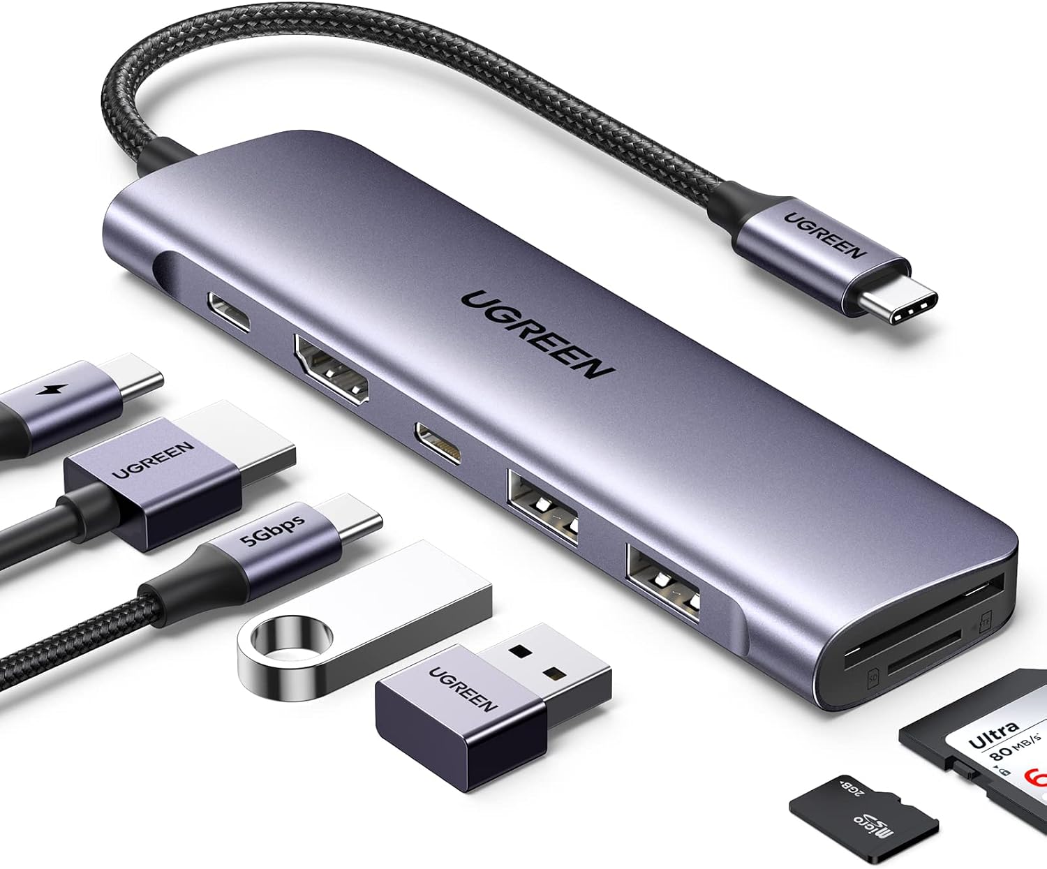 Detalle de UGREEN Revodok 15214 7-in-1 USB-C Hub with 4K HDMI and 100W PD