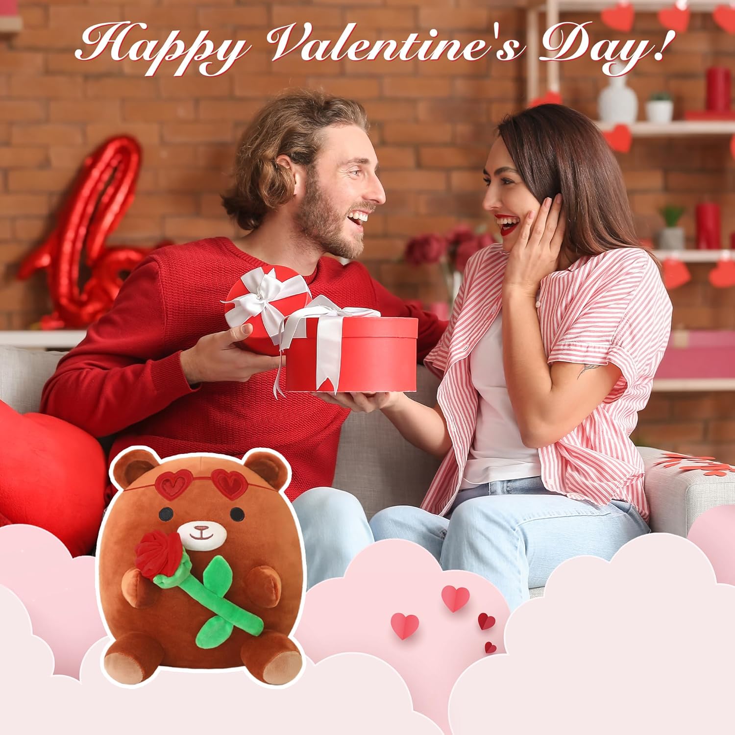 Thumbnail 1 de Xfrog Bear plush 25CM with red rose