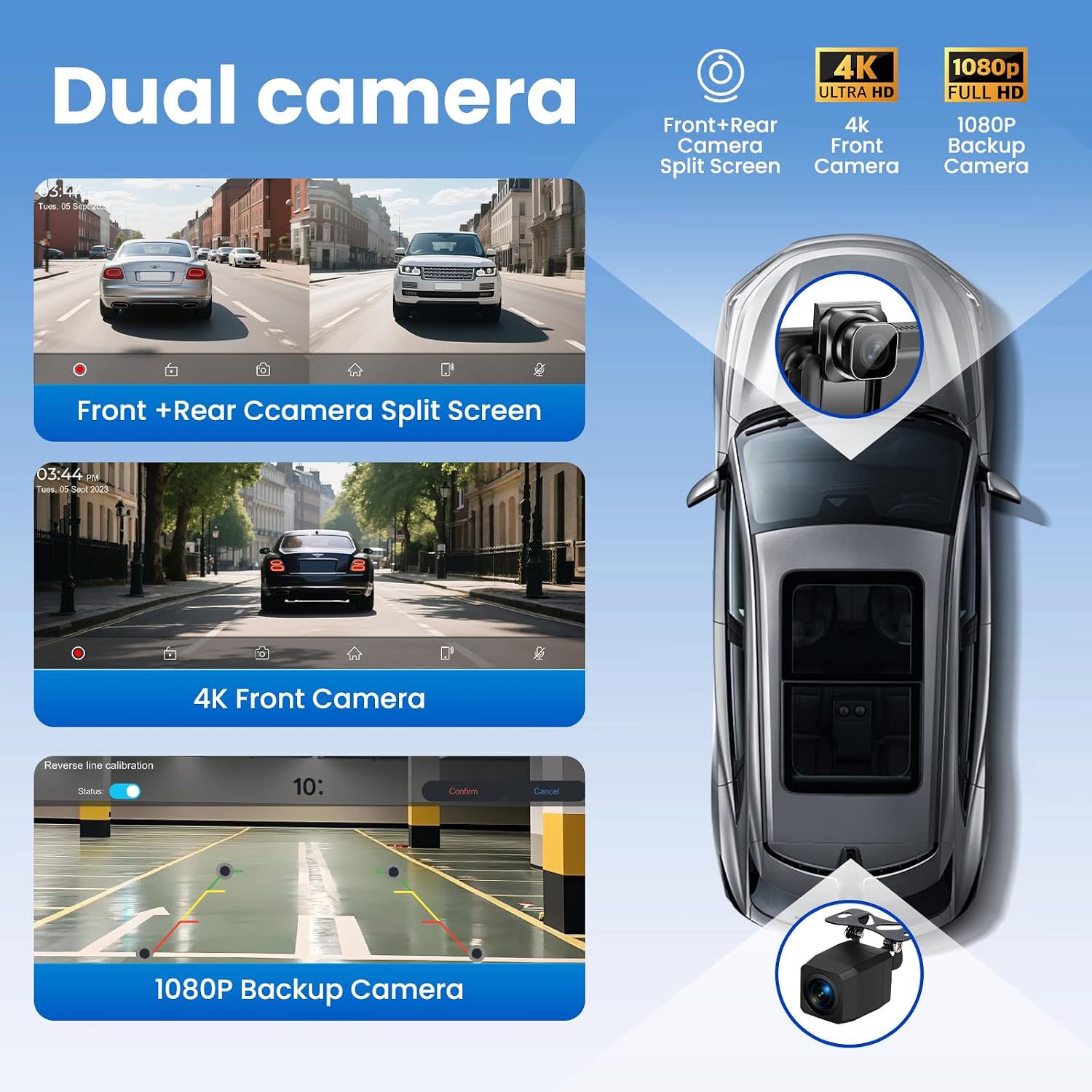 Detalle de 11,5-Zoll CarPlay Display: Kabelloses CarPlay/Android Auto Erlebnis mit 4K Dash-Cam und Rückfahrkamera