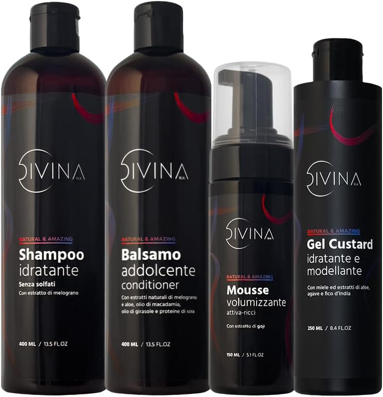 Detalle de Kit Definizione Natural&Amazing di DIVINA BLK: trattamento completo per capelli mossi e ricci