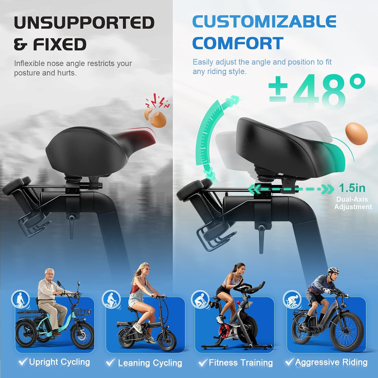 Detalle 2 de Twomaples Noseless Bike Seat Cushion