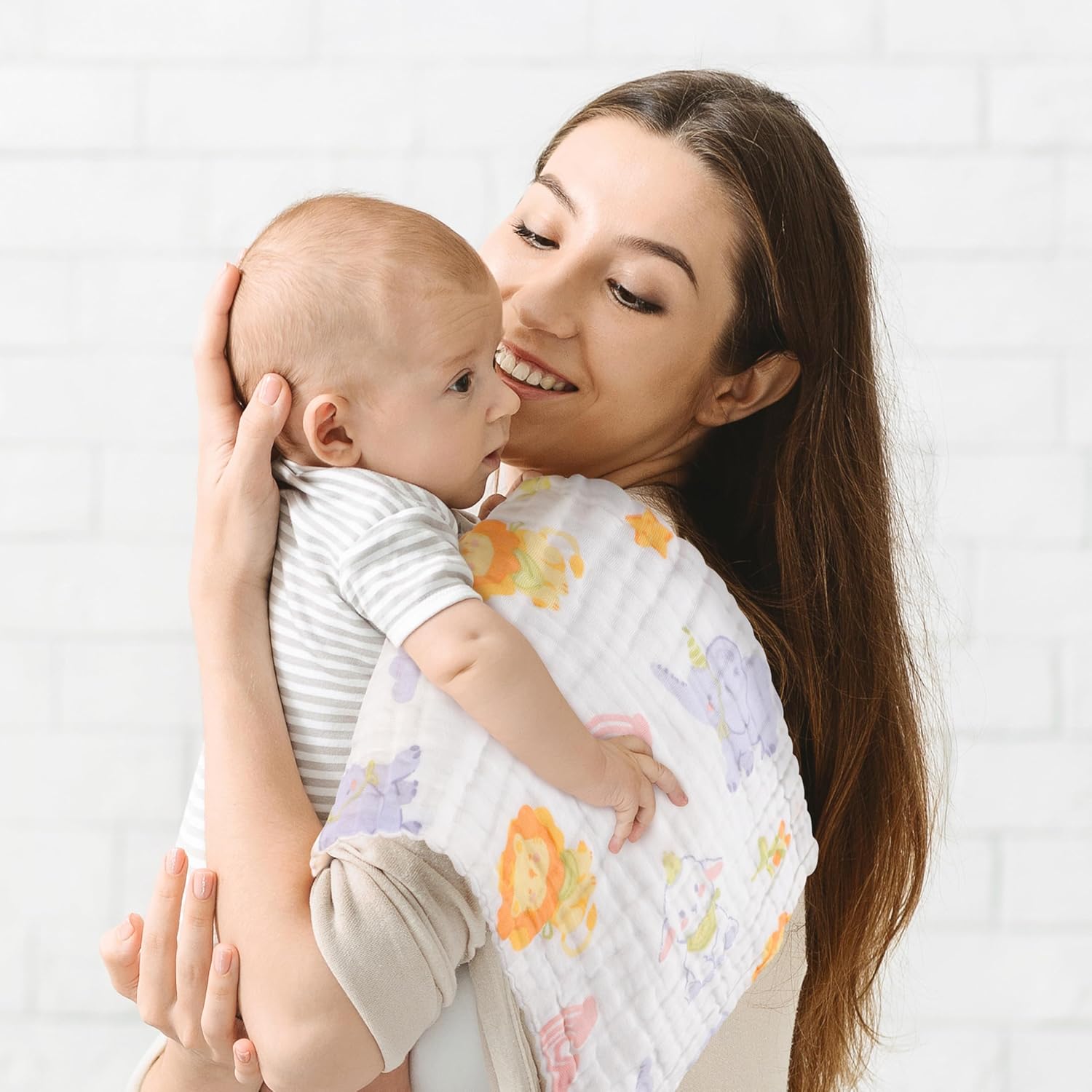 Thumbnail 1 de Maliton Muslin Cloths for Baby: 6 Pack Burp Cloths in 50x25cm Pure Cotton, 6-Layer Absorbent Muslins