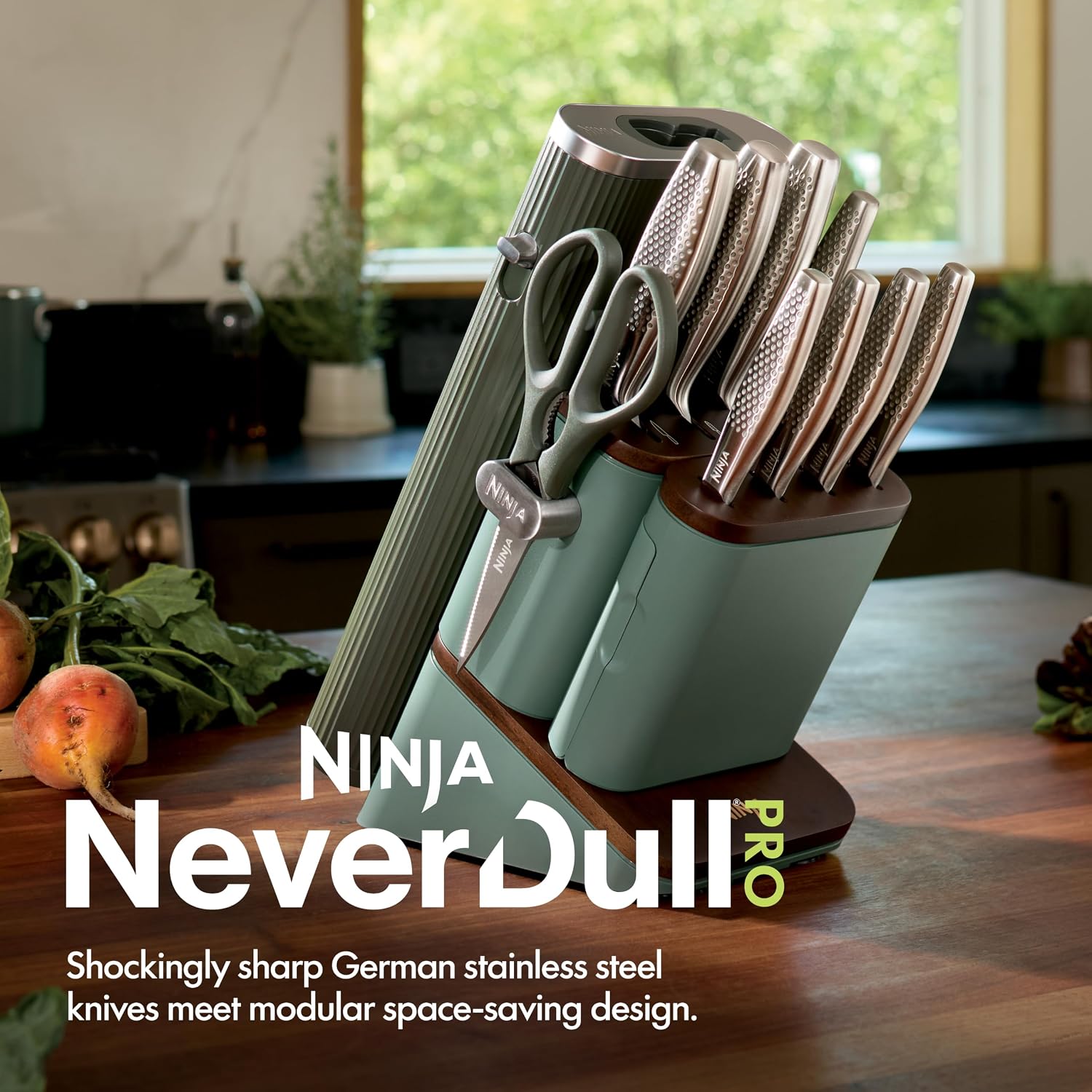 Detalle de Ninja WK62011GN6 NeverDull Pro 11-Piece Knife Set, Forest Sage