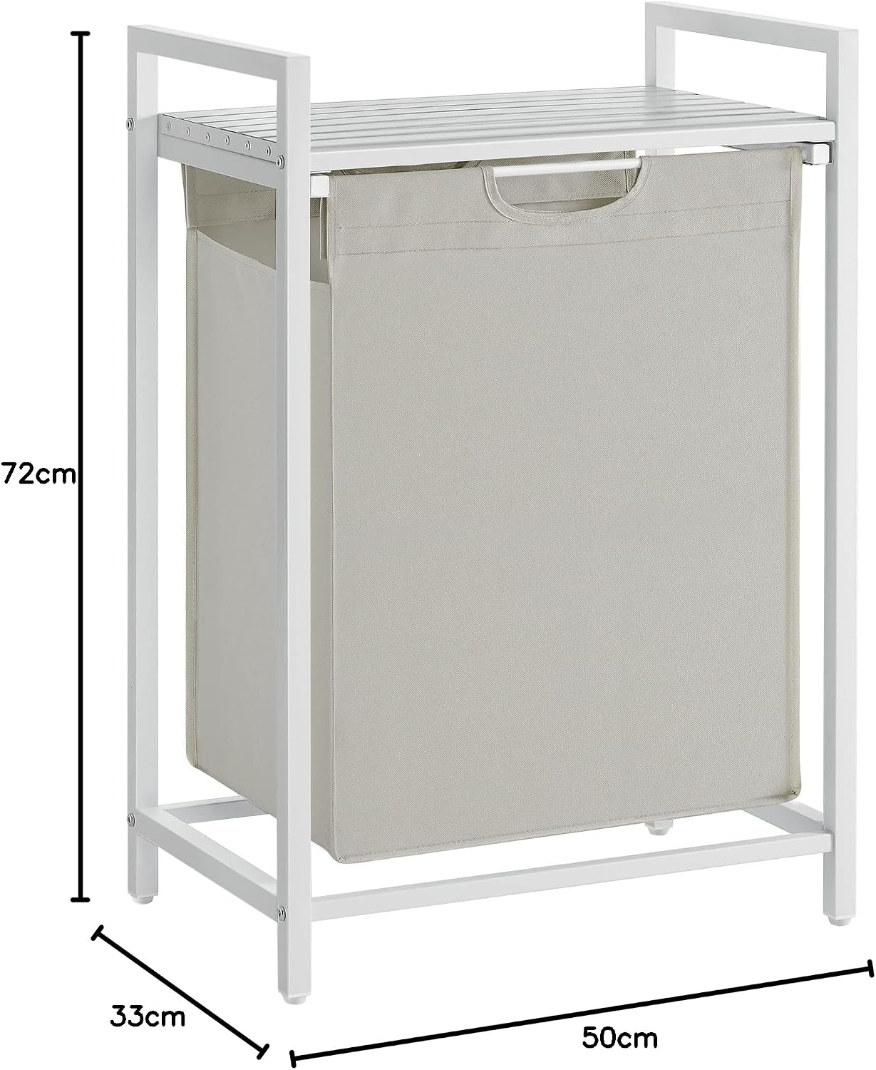 Detalle de VASAGLE BLH201G01 wasmand met 2 vakken, plank en uitneembare Oxford-stofzakken