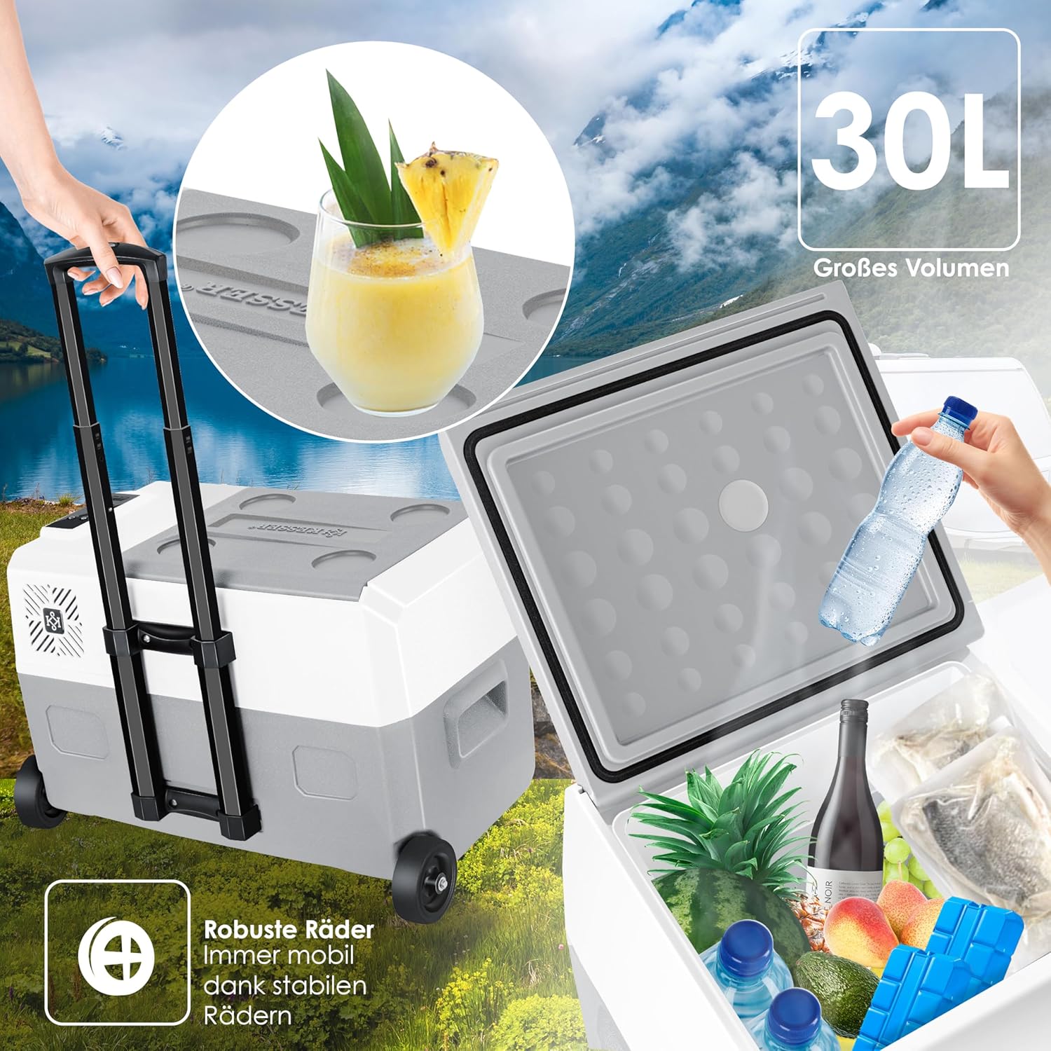 Thumbnail 5 de KESSER Kompressor Kühlbox 30L – APP-Steuerung, Gefrierfunktion bis -20°C, 12/24V/230V, Räder