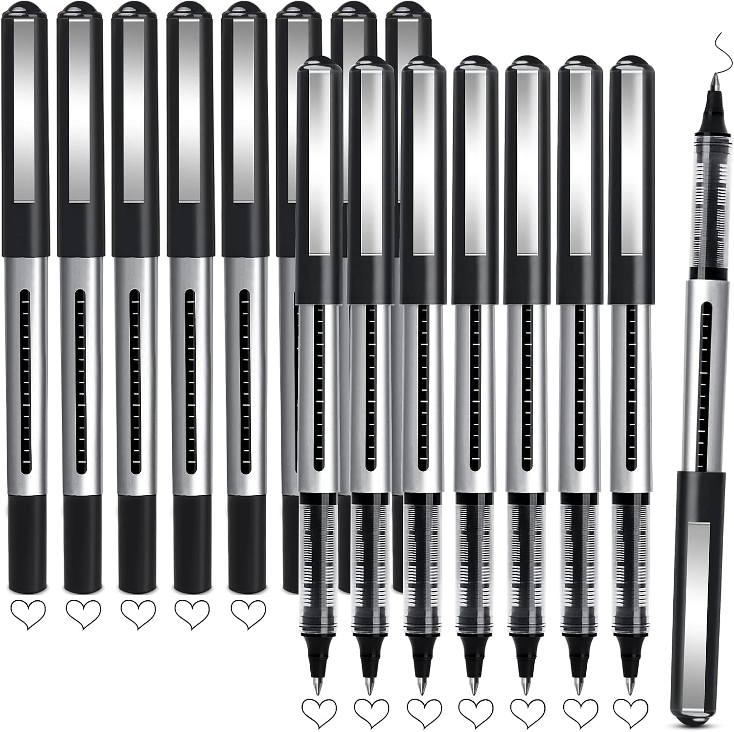 Detalle de KERIFI Rollerball Pens Black Gel Pens – 16 Pack, 0.5mm Liquid Ink