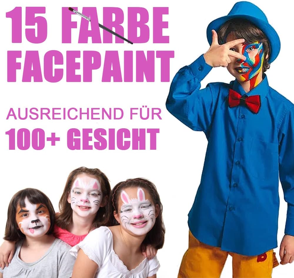 Detalle 2 de Halloween Kinderschminke Set 15 Farben 🎨