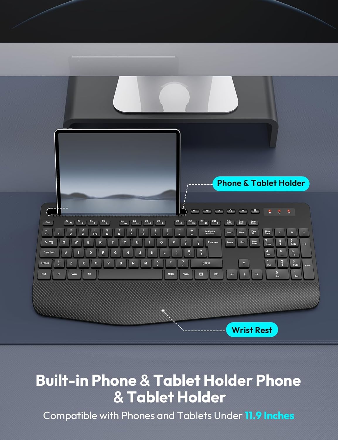 Thumbnail 2 de Wireless Keyboard with Wrist Rest 18-key silent ⌨️