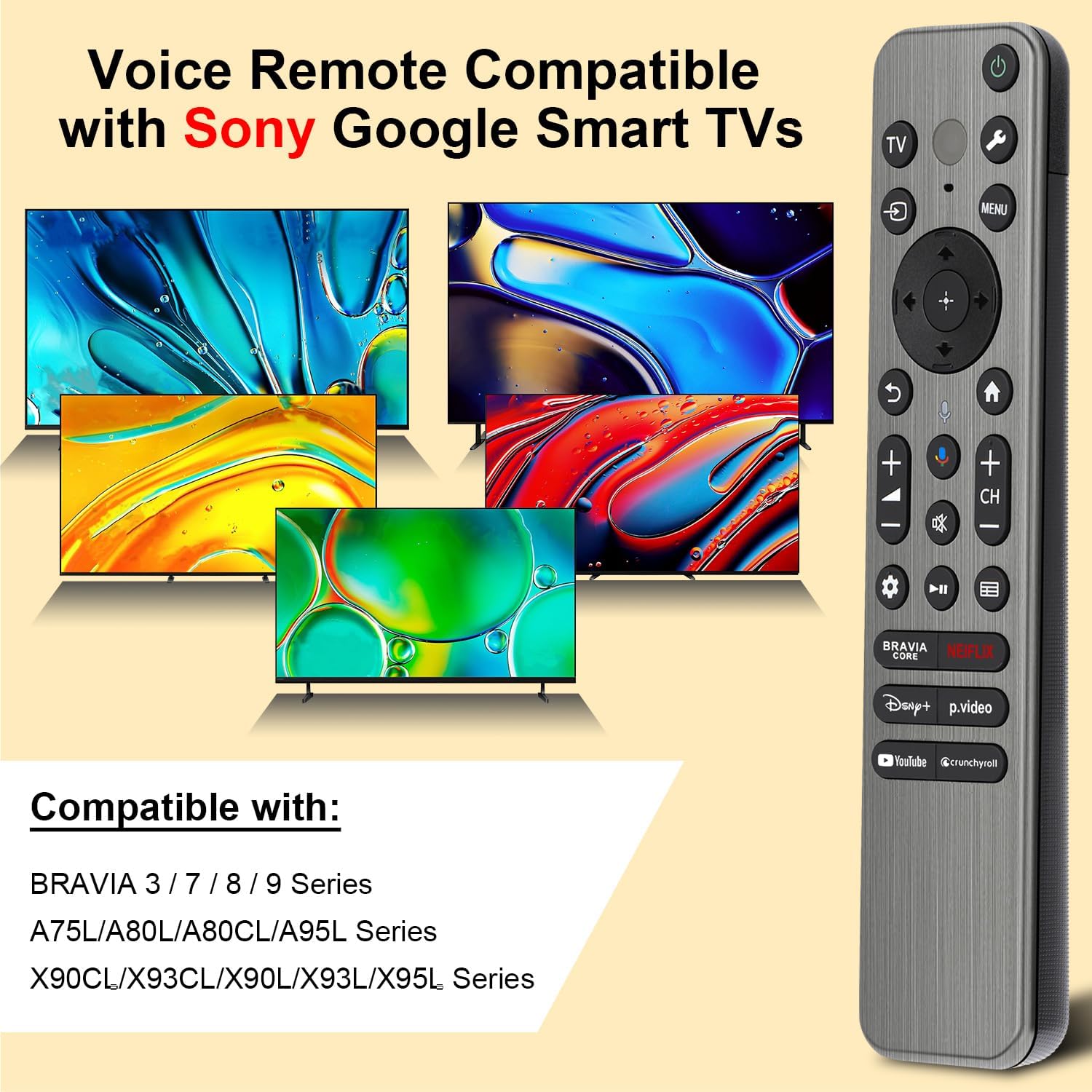 Detalle de Replacement for Sony TV Remote with Voice & Backlight for Bravia Google 4K TV