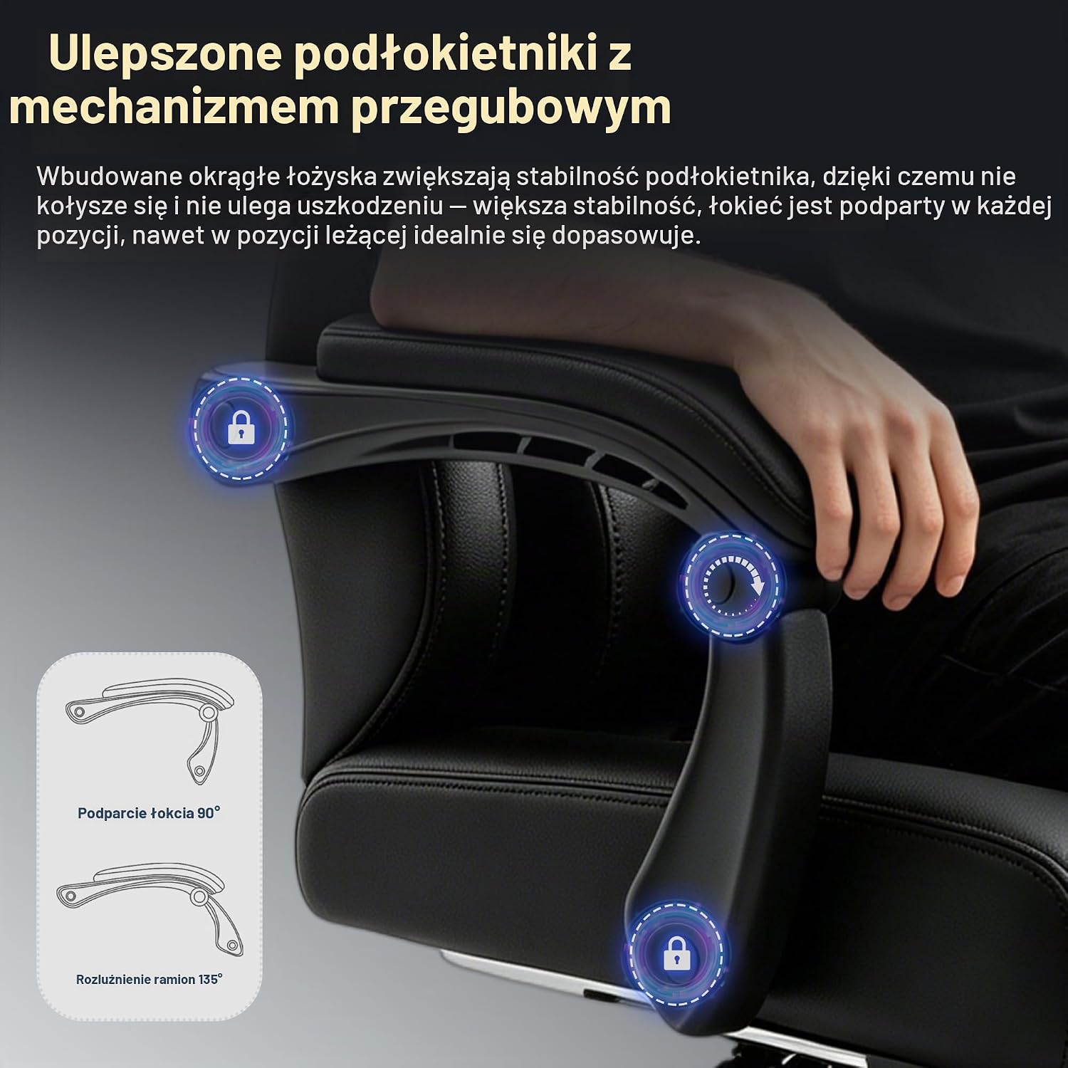 Thumbnail 6 de Symino FZ-01Black – ergonomiczny fotel gamingowy z podnóżkiem i regulowanym oparciem