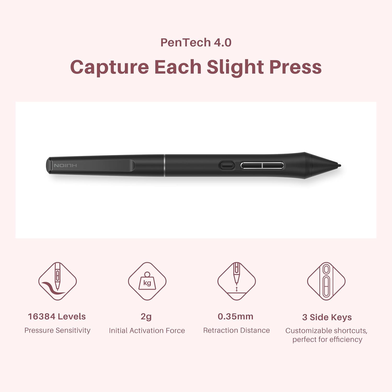 Thumbnail 3 de HUION Kamvas 13 (Gen 3) Drawing Tablet with Screen — 13-inch Full-Laminate Pen Display (Pink)