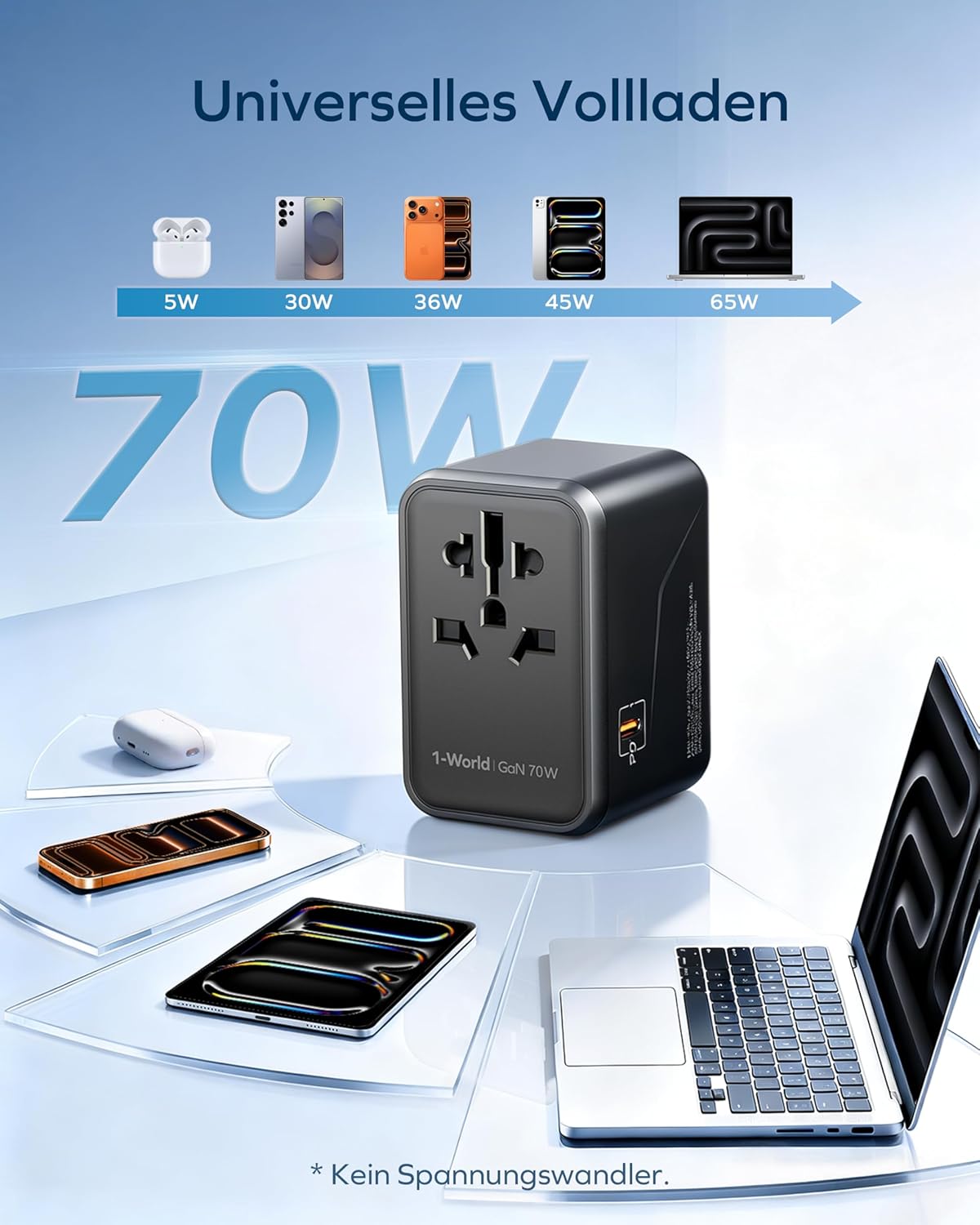 Thumbnail 4 de MOMAX Global 70W Reiseadapter